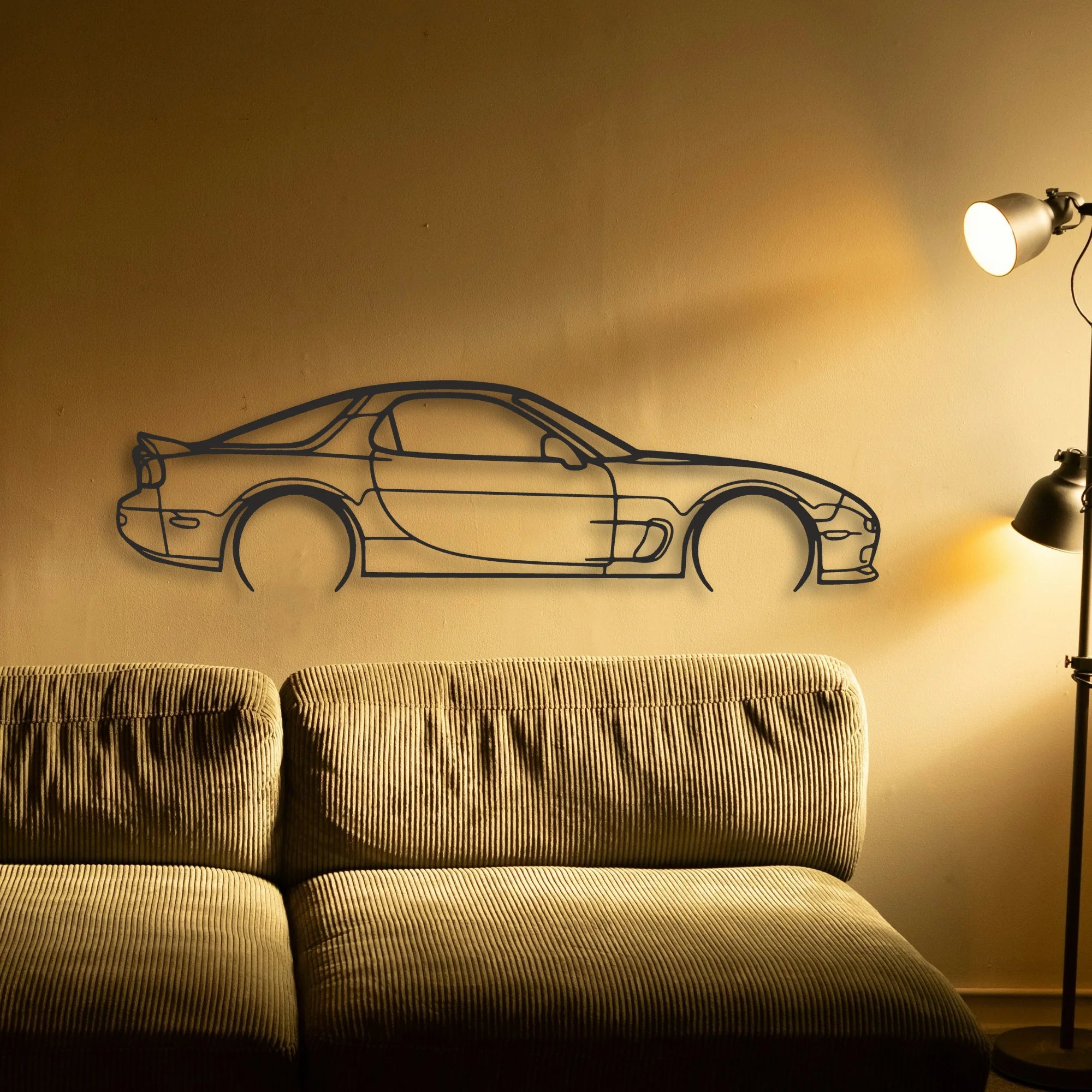 Mazda RX7 Classic Silhouette Metal Wall Art - Automotive Garage Decor