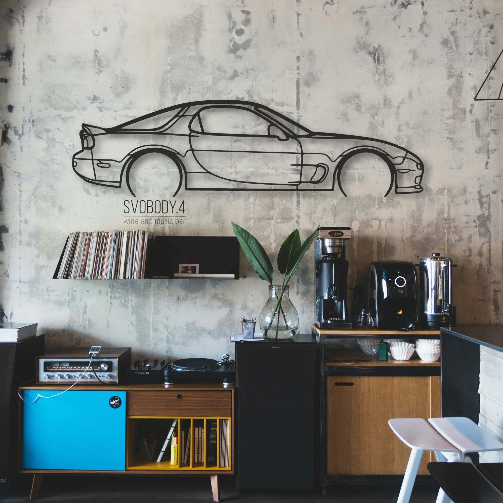 Mazda RX7 Classic Silhouette Metal Wall Art - Automotive Garage Decor