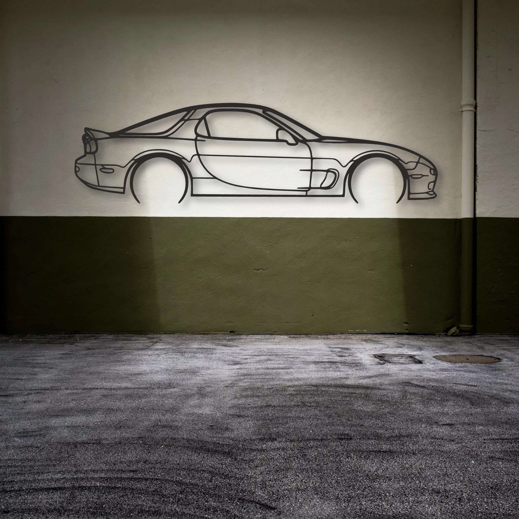 Mazda RX7 Classic Silhouette Metal Wall Art - Automotive Garage Decor