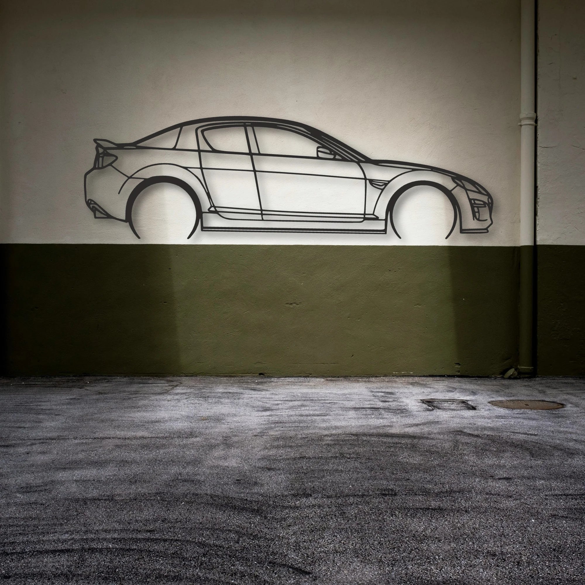 Mazda RX8 Classic Silhouette Metal Wall Art - Automotive Garage Decor