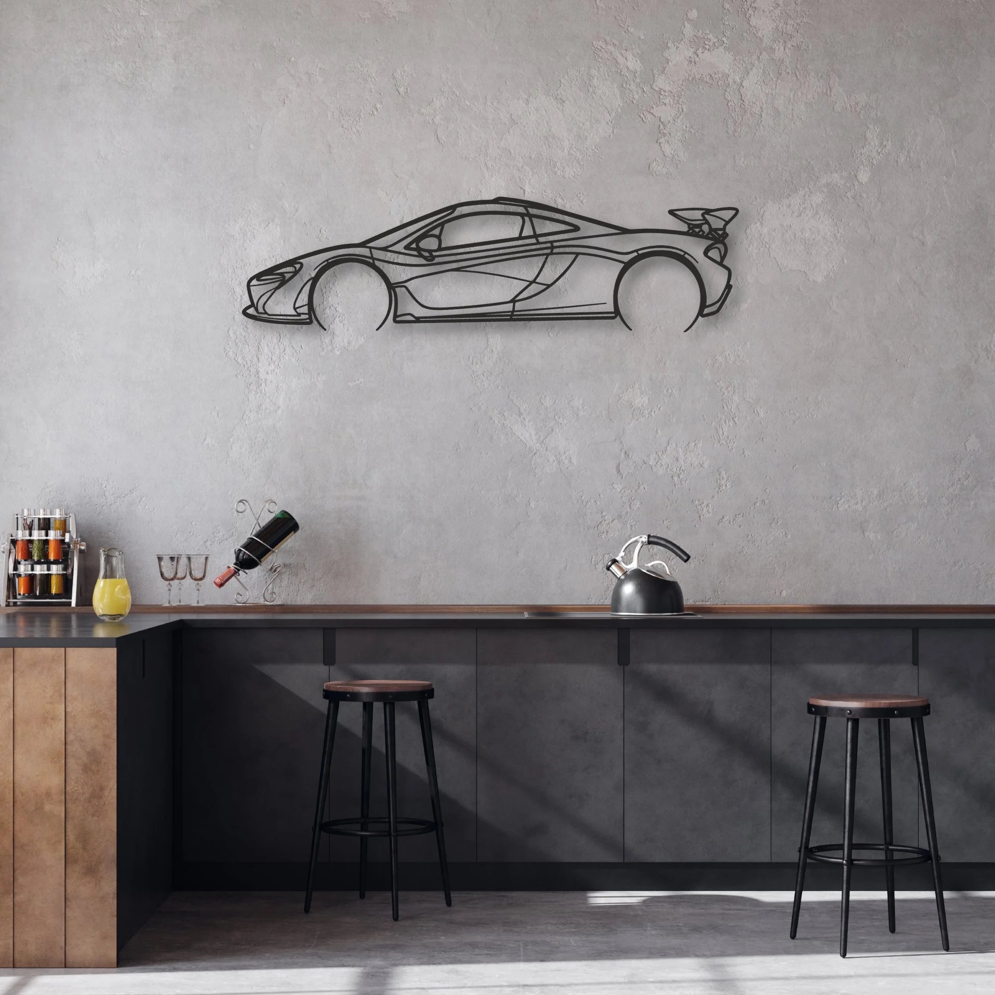 mclaren p1 Classic Silhouette Metal Wall Art - Automotive Garage Decor