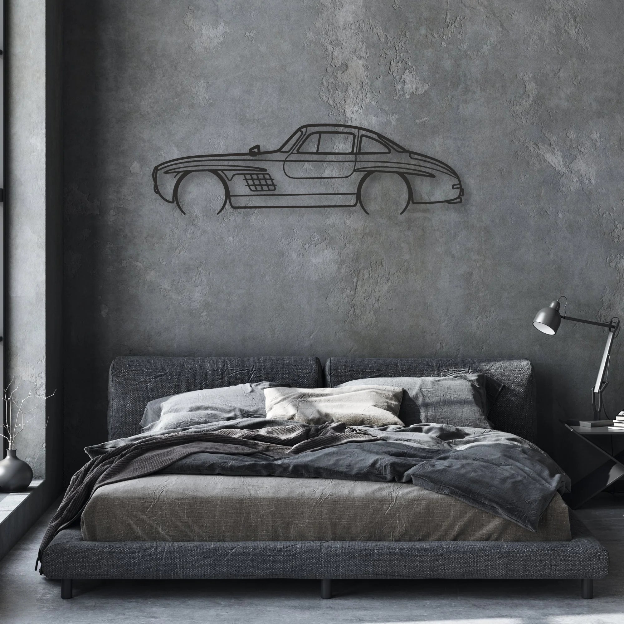 mercedes 300 sl Classic Silhouette Metal Wall Art - Automotive Garage Decor