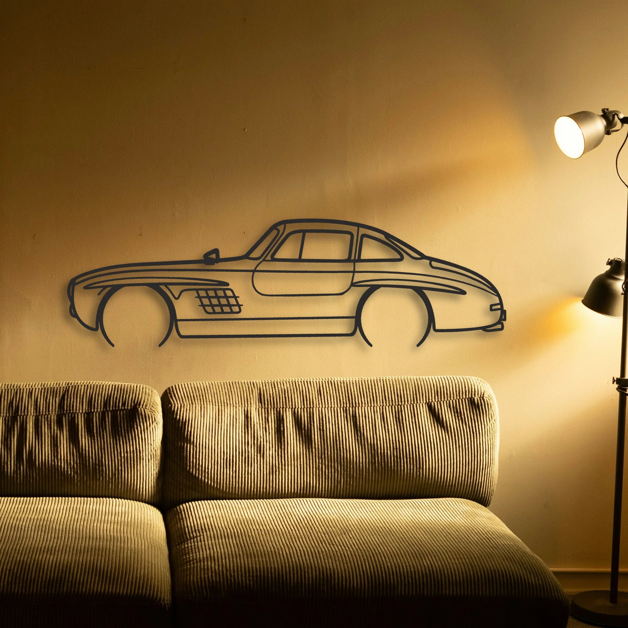 Mercedes 300 SL Classic Silhouette Metal Wall Art - Automotive Garage Decor