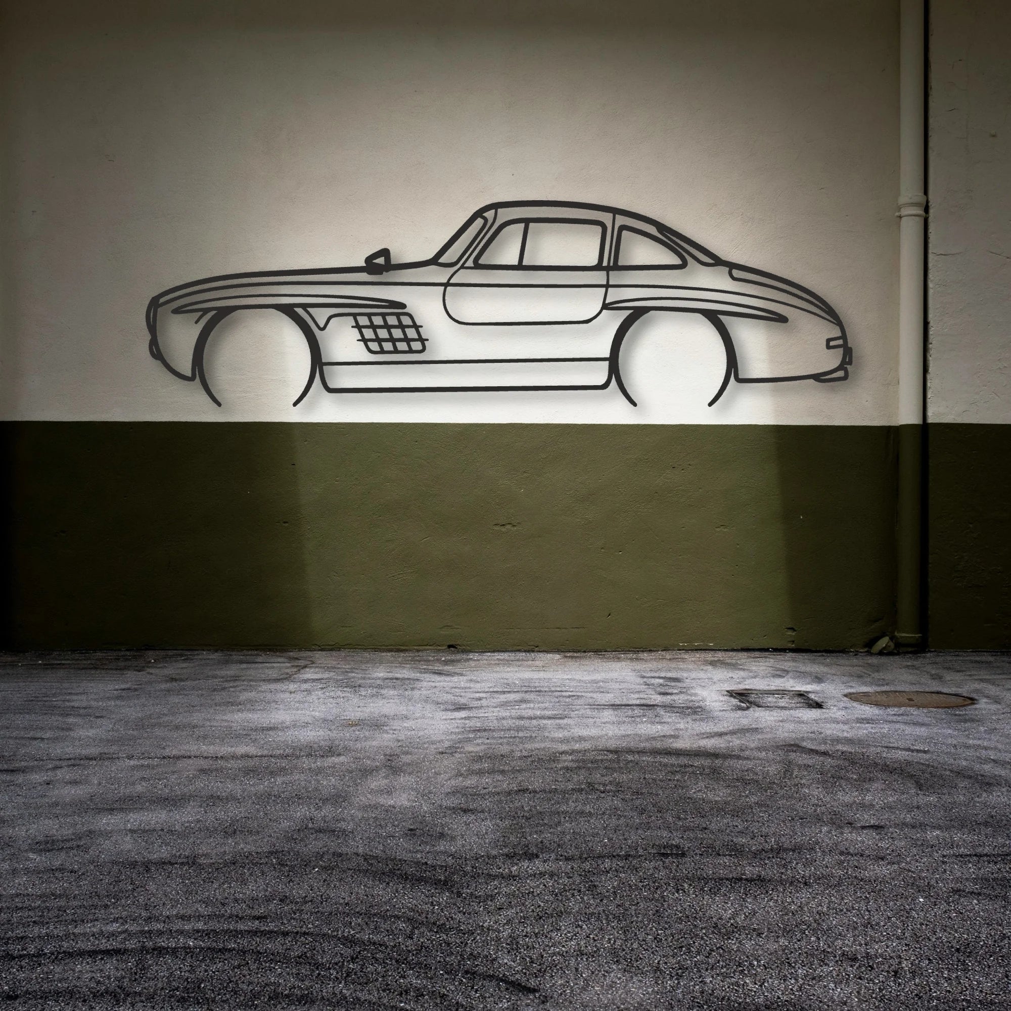 Mercedes 300 SL Classic Silhouette Metal Wall Art - Automotive Garage Decor