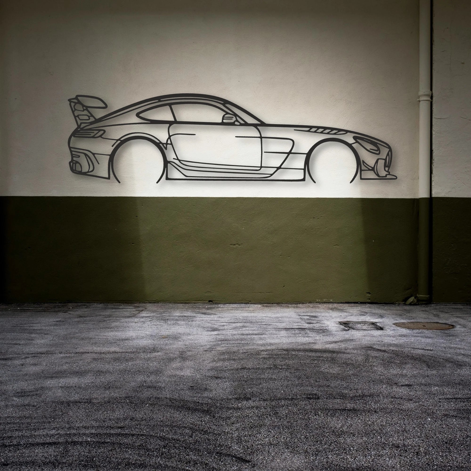 Mercedes AMG GT Classic Silhouette Metal Wall Art - Automotive Garage Decor