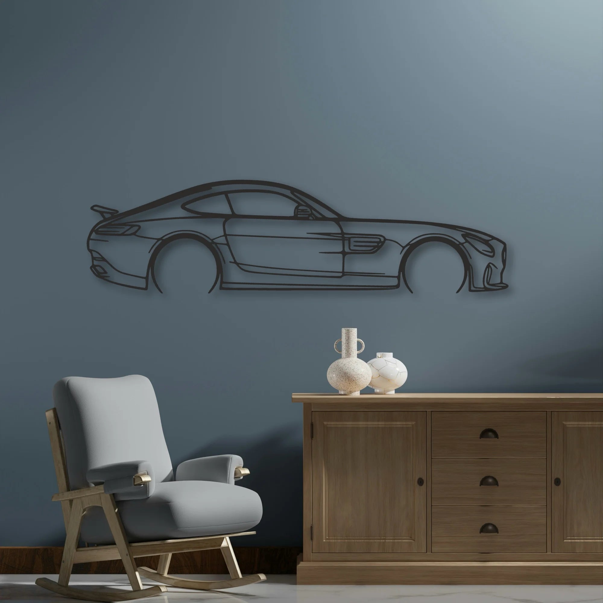 Mercedes AMG GTS Classic Silhouette Metal Wall Art - Automotive Garage Decor