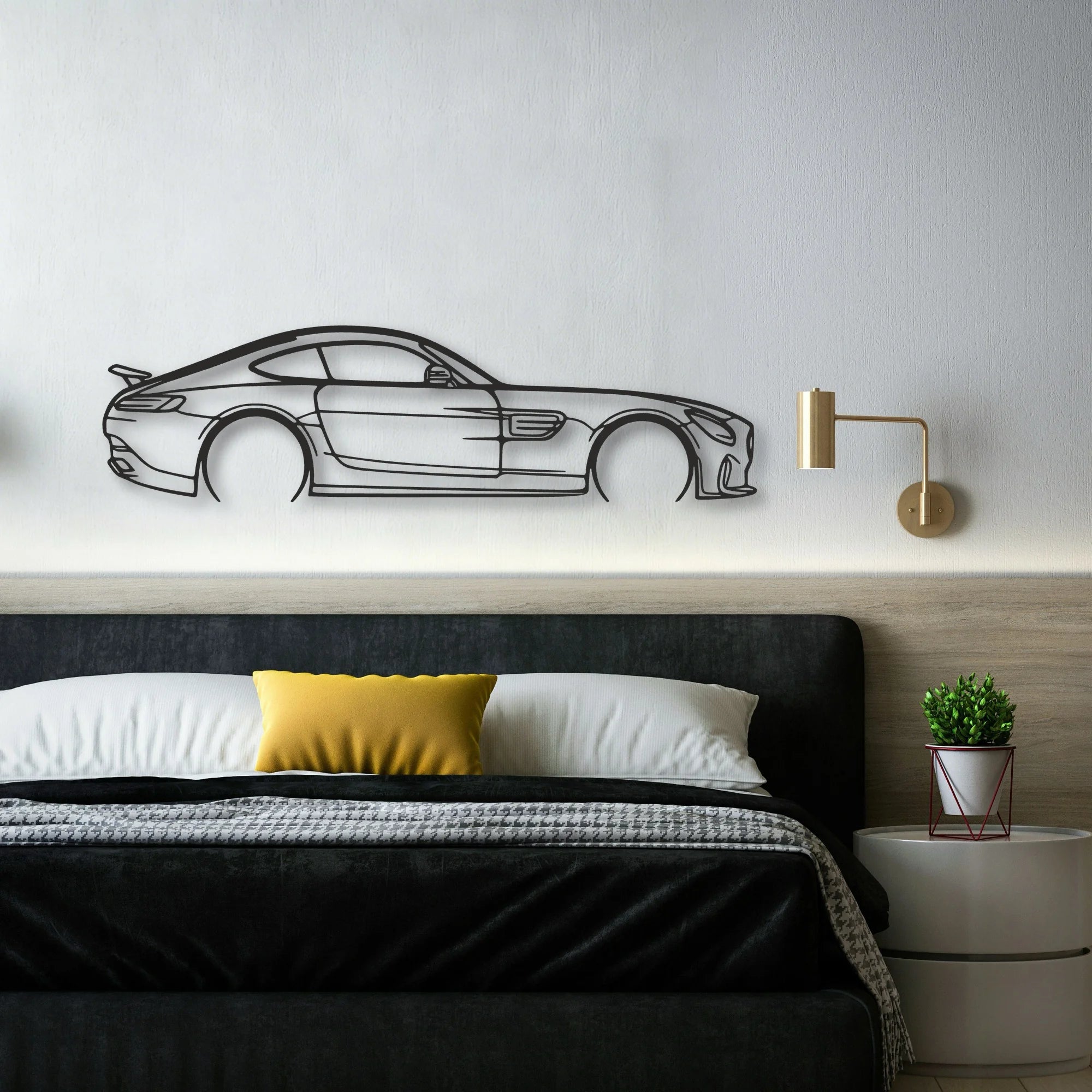 Mercedes AMG GTS Classic Silhouette Metal Wall Art - Automotive Garage Decor