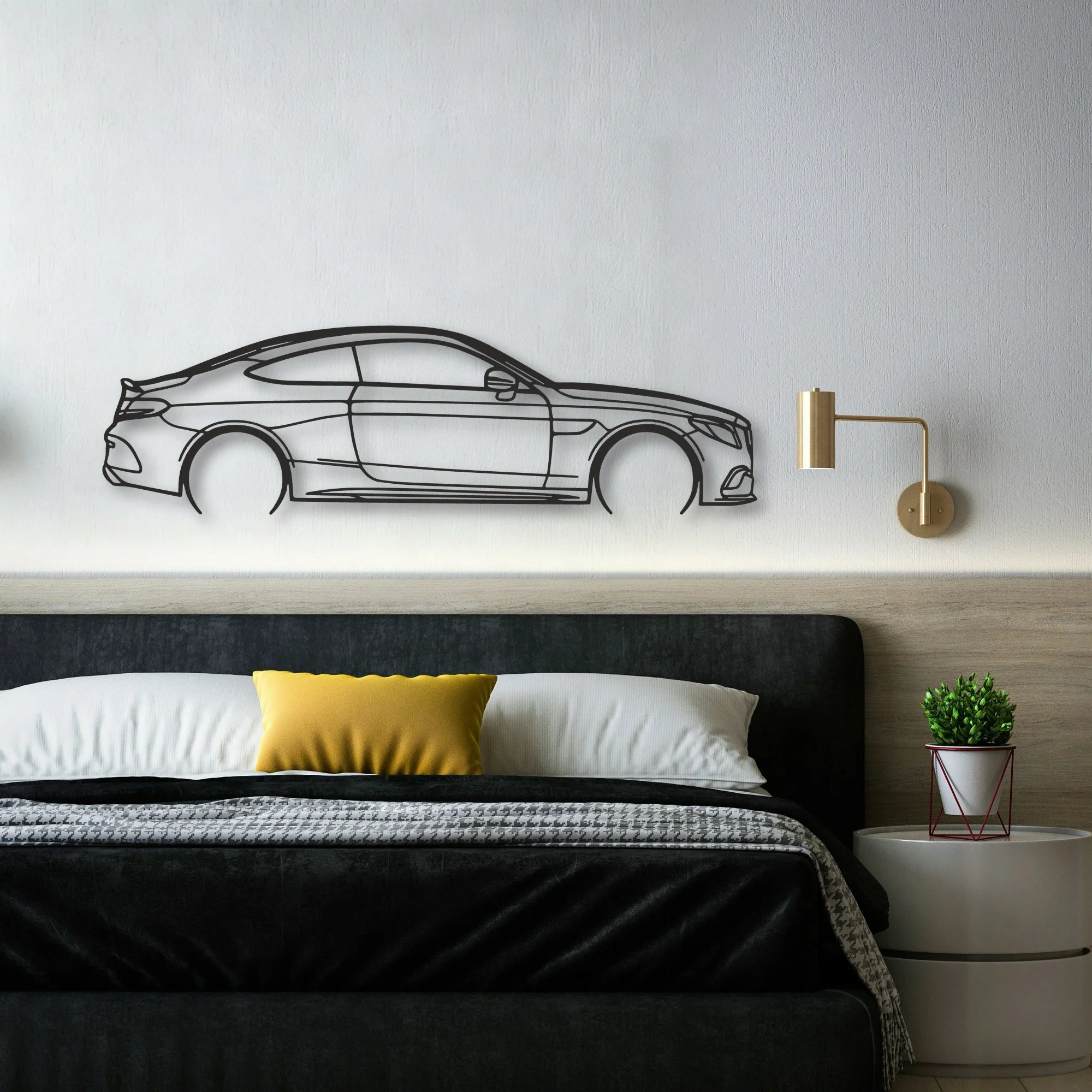 Mercedes C300 Coupe Classic Silhouette Metal Wall Art - Automotive Garage Decor