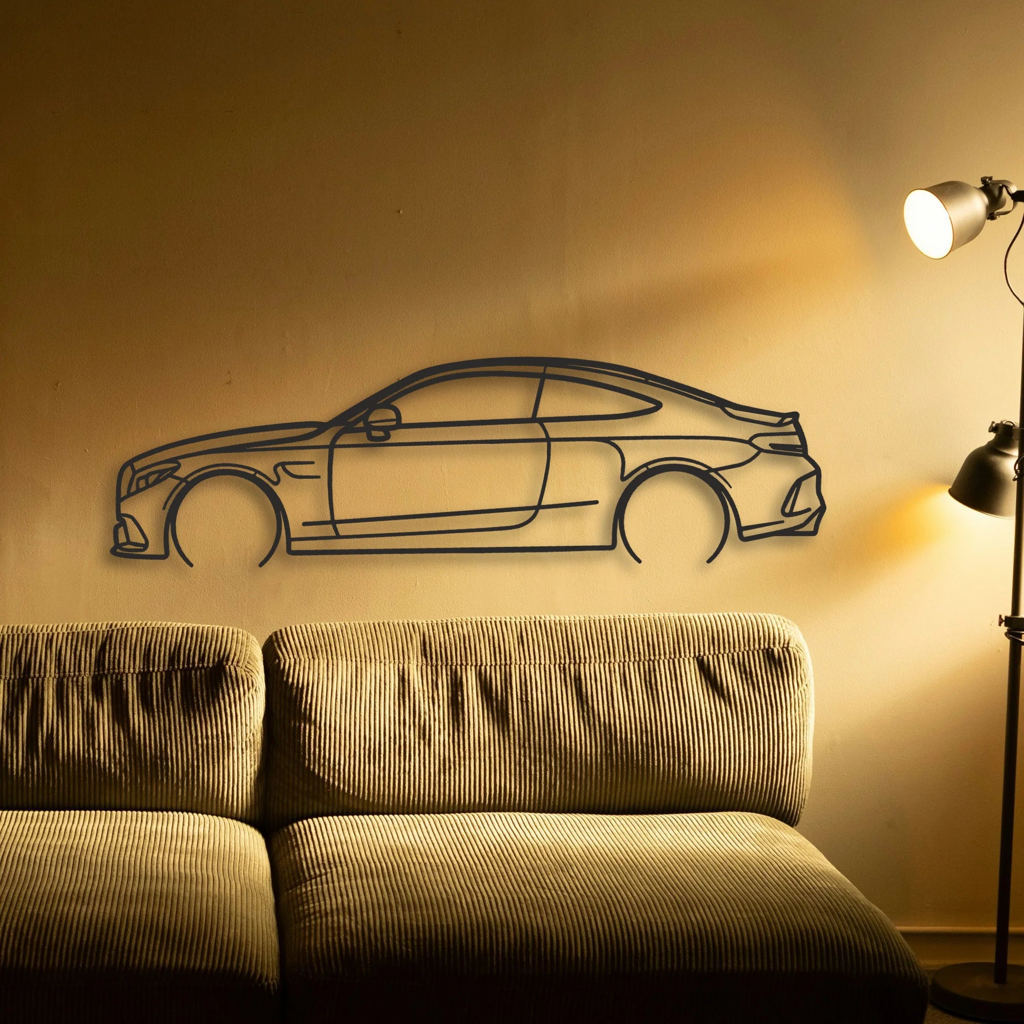 Mercedes C63 AMG Classic Silhouette Metal Wall Art - Automotive Garage Decor