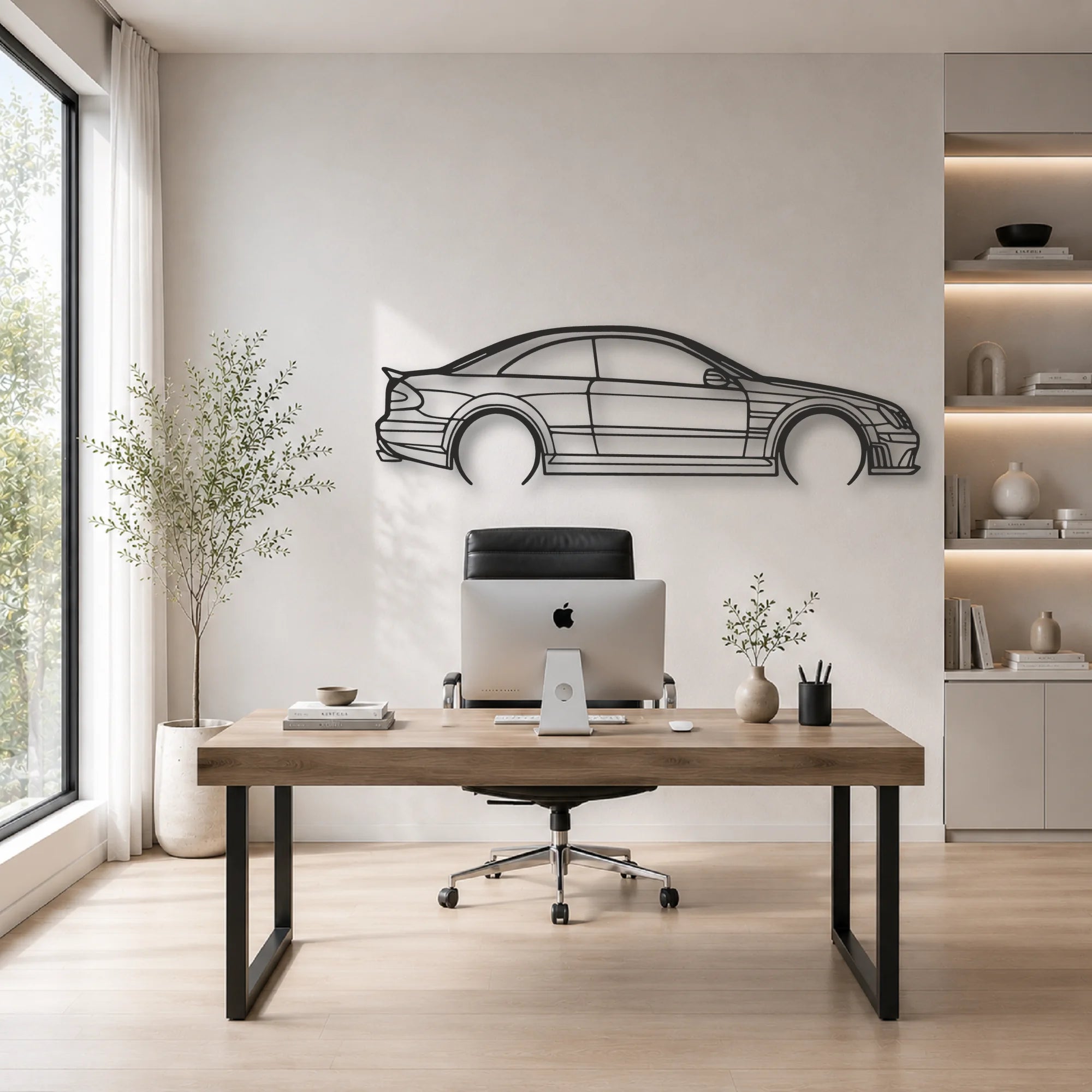 Mercedes CLK63 Classic Silhouette Metal Wall Art - Automotive Garage Decor