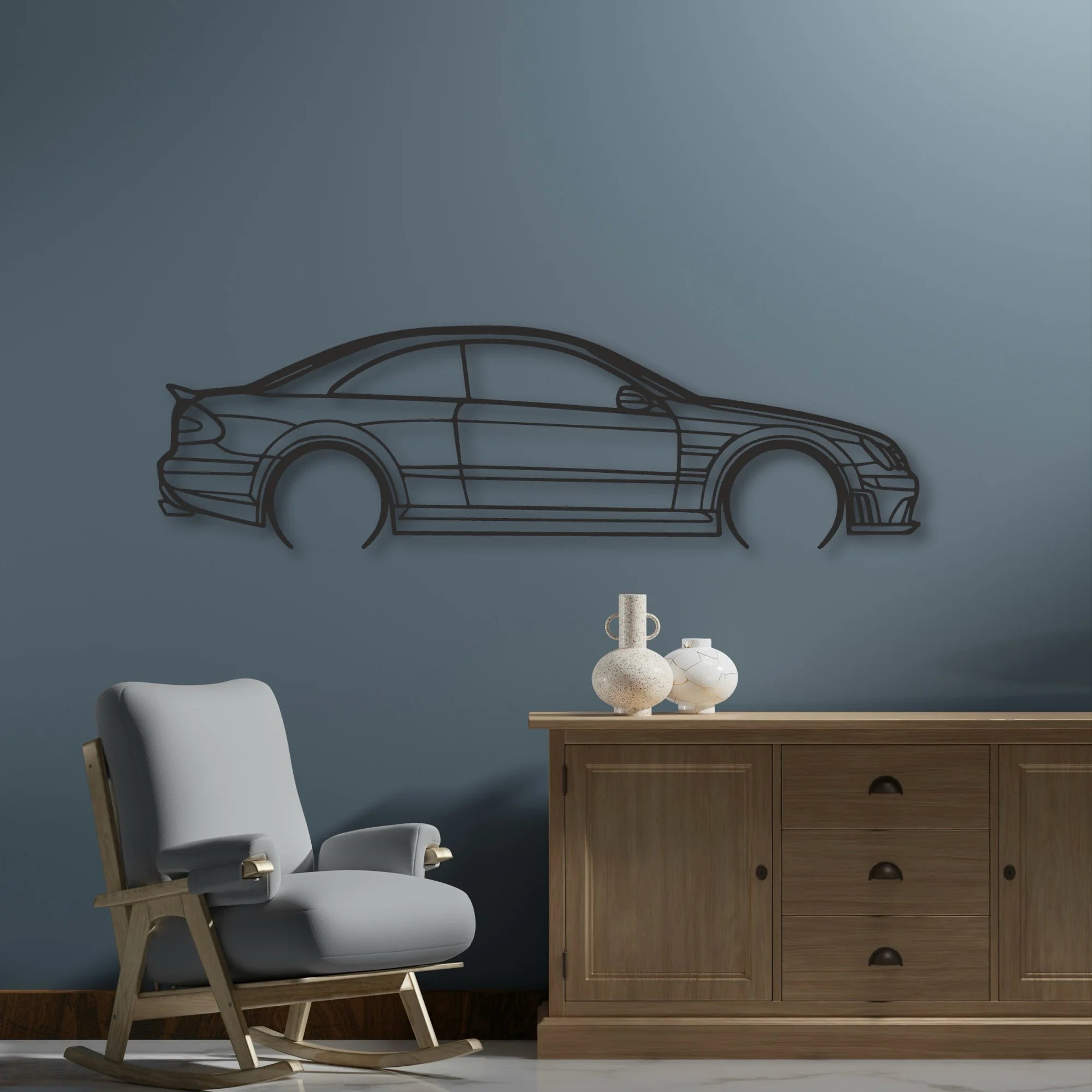 Mercedes CLK63 Classic Silhouette Metal Wall Art - Automotive Garage Decor