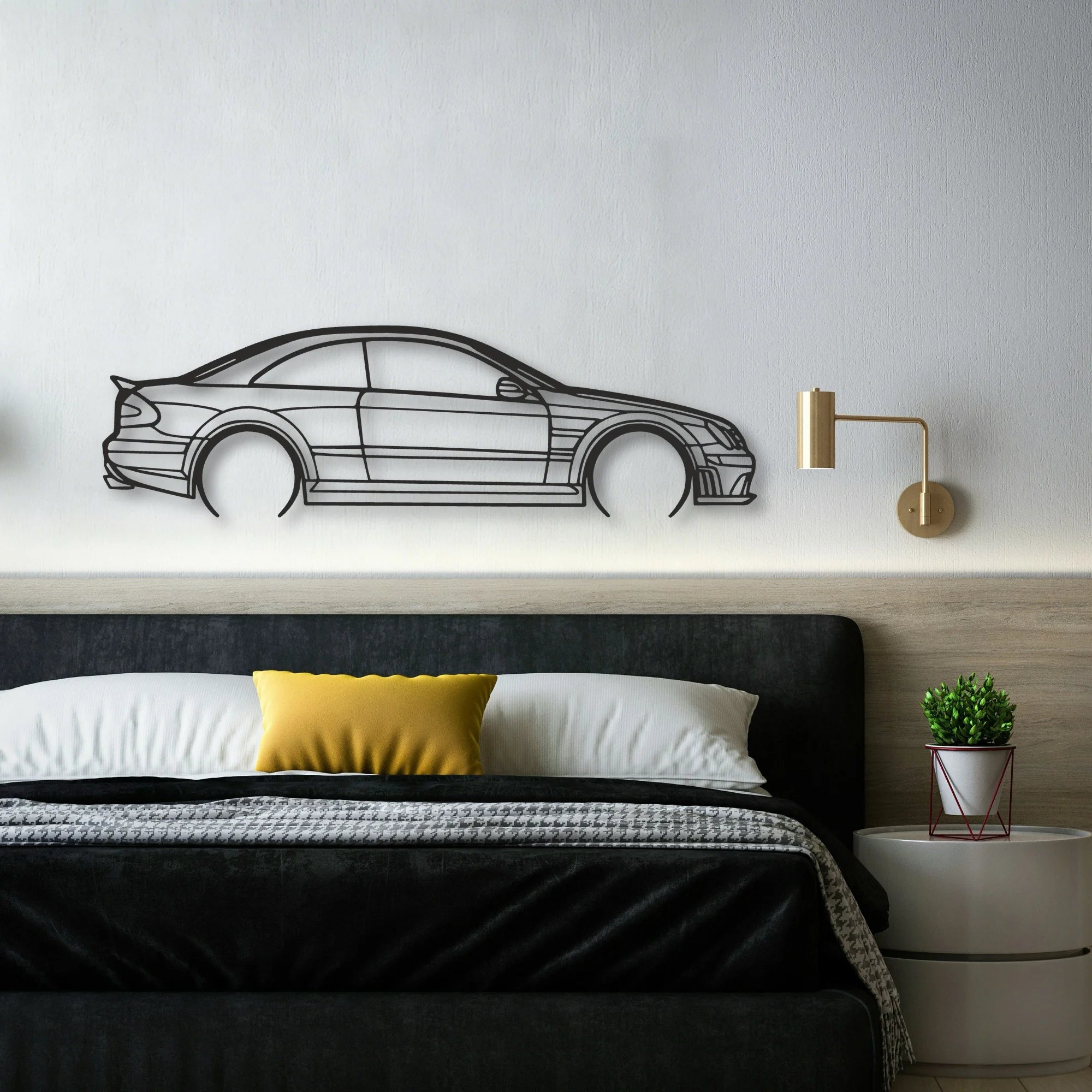 Mercedes CLK63 Classic Silhouette Metal Wall Art - Automotive Garage Decor
