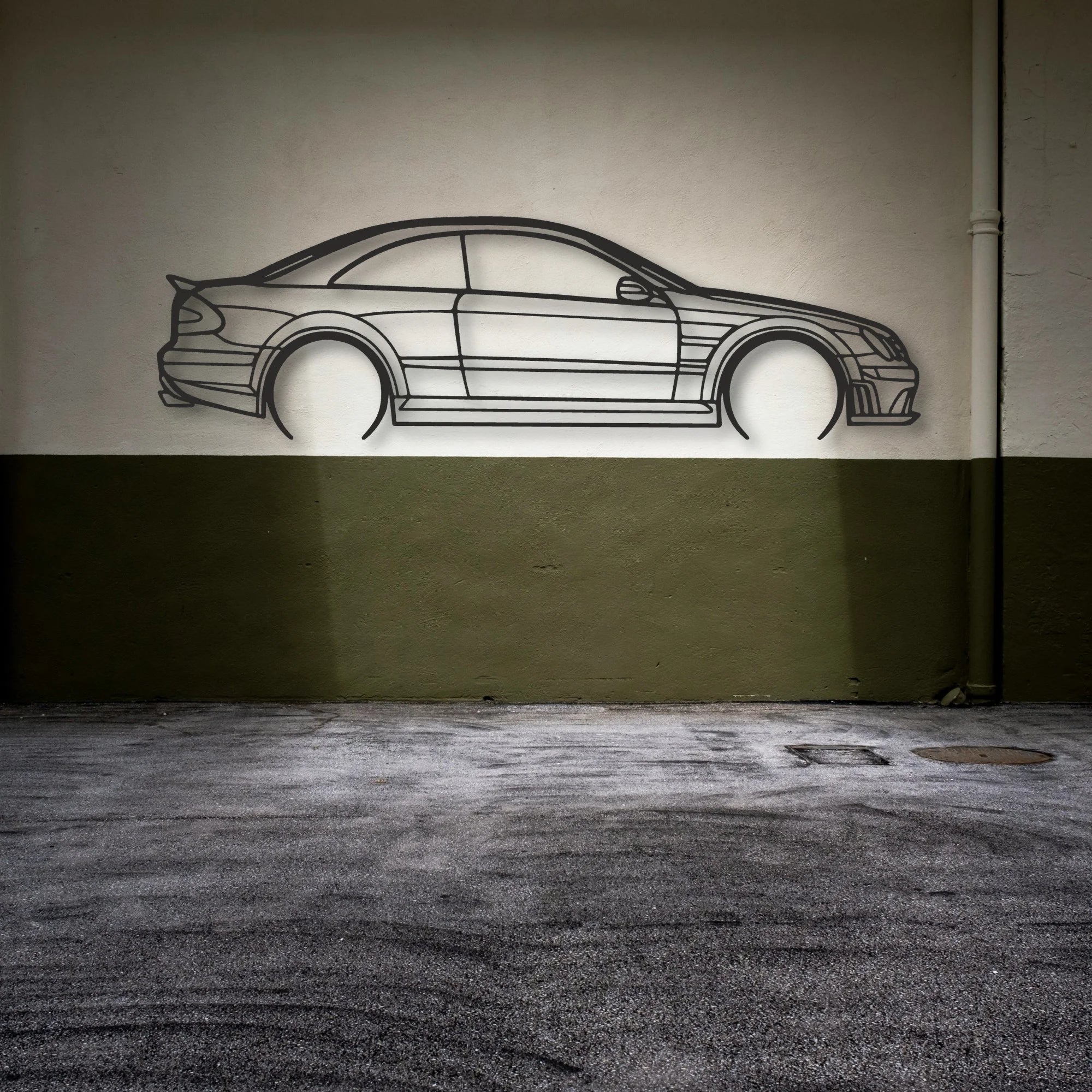 Mercedes CLK63 Classic Silhouette Metal Wall Art - Automotive Garage Decor