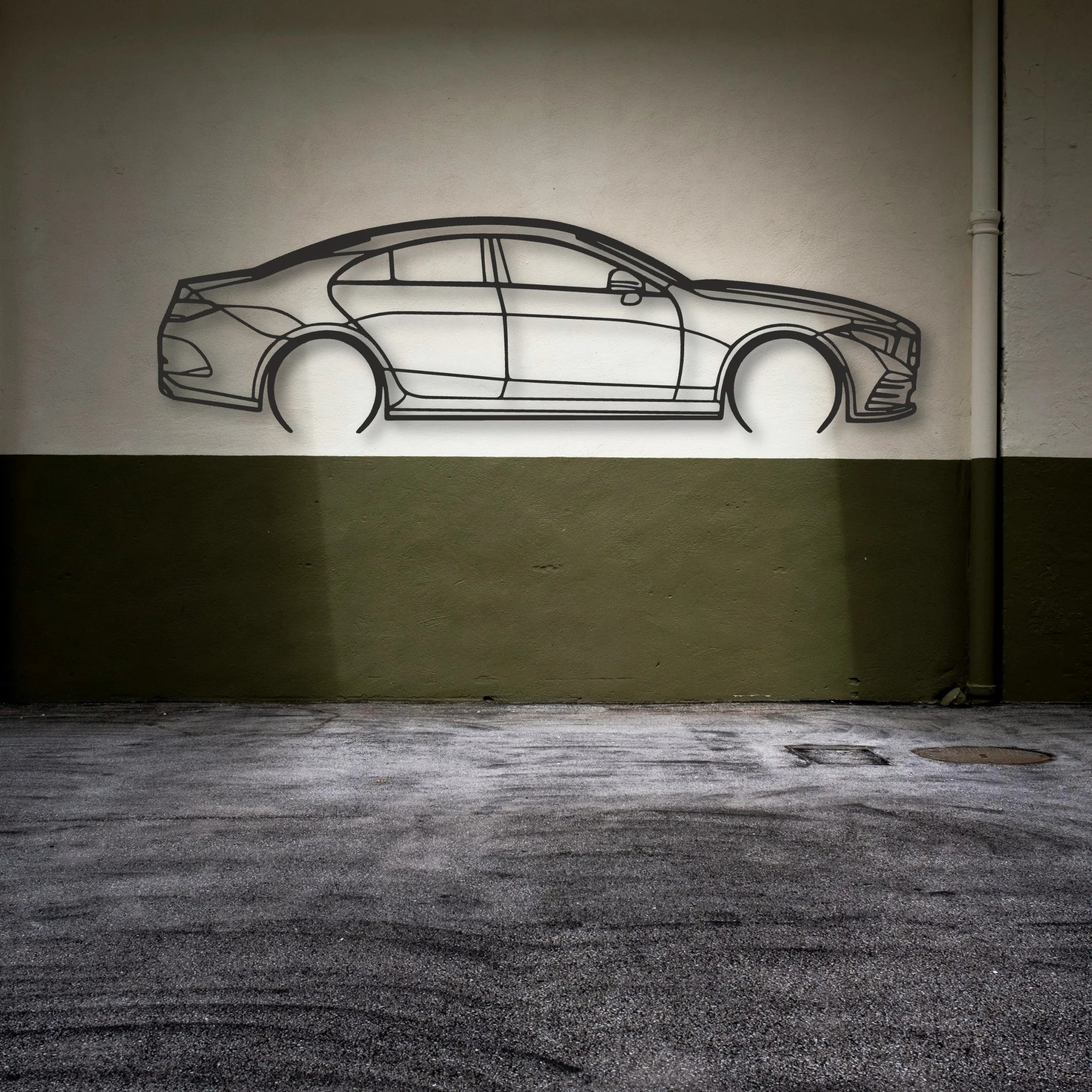 Mercedes Cls Classic Silhouette Metal Wall Art - Automotive Garage Decor