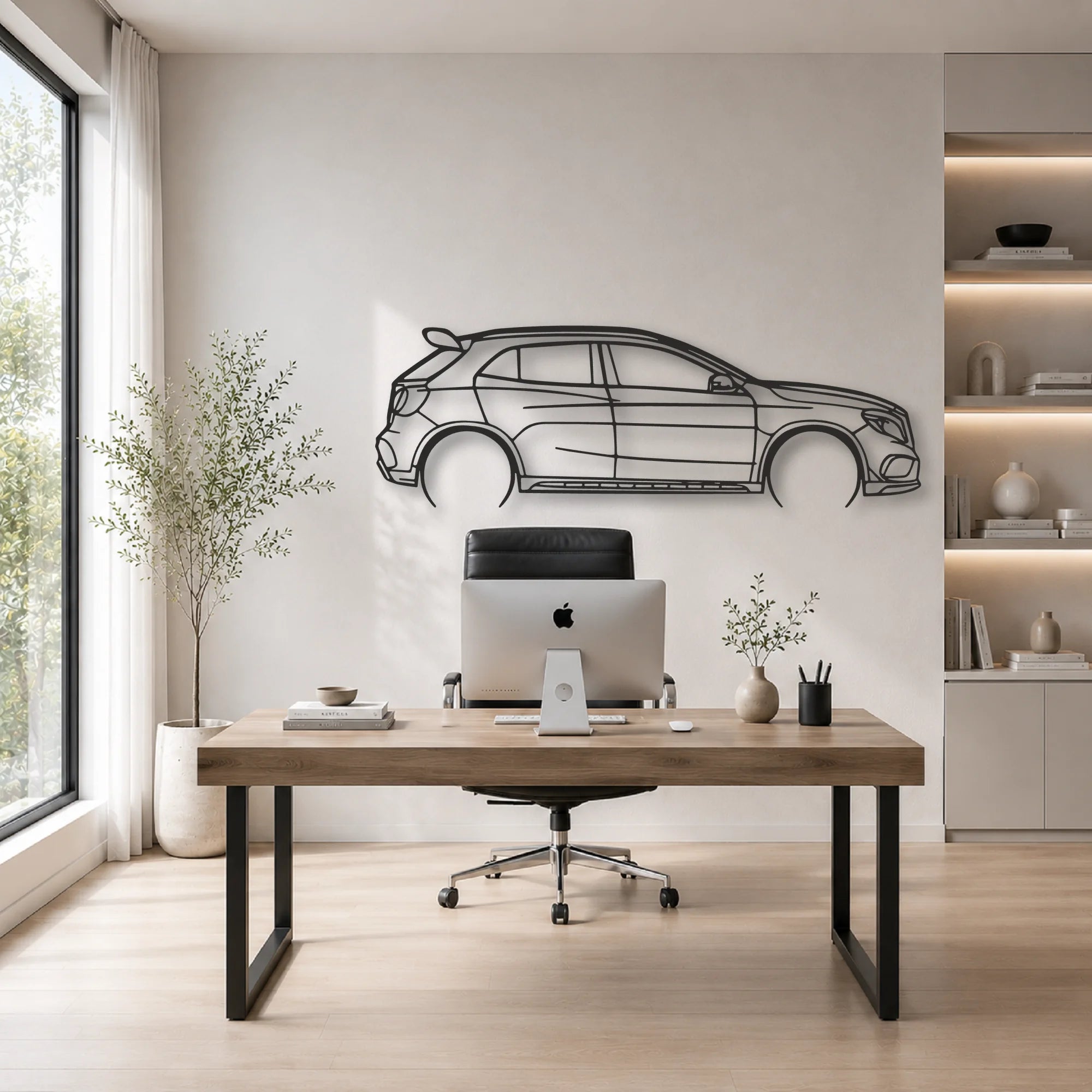 Mercedes Gla 45 Classic Silhouette Metal Wall Art - Automotive Garage Decor