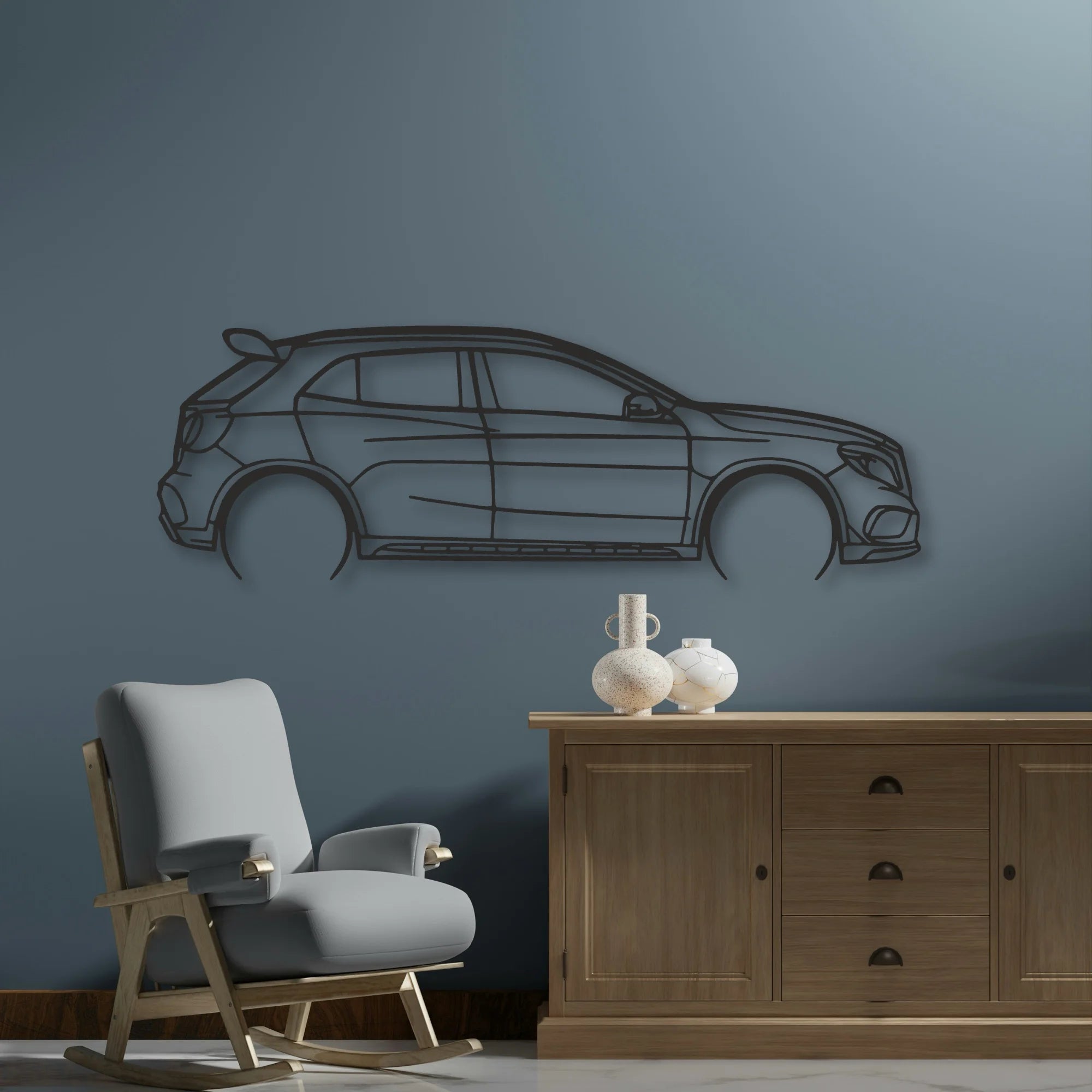 Mercedes Gla 45 Classic Silhouette Metal Wall Art - Automotive Garage Decor