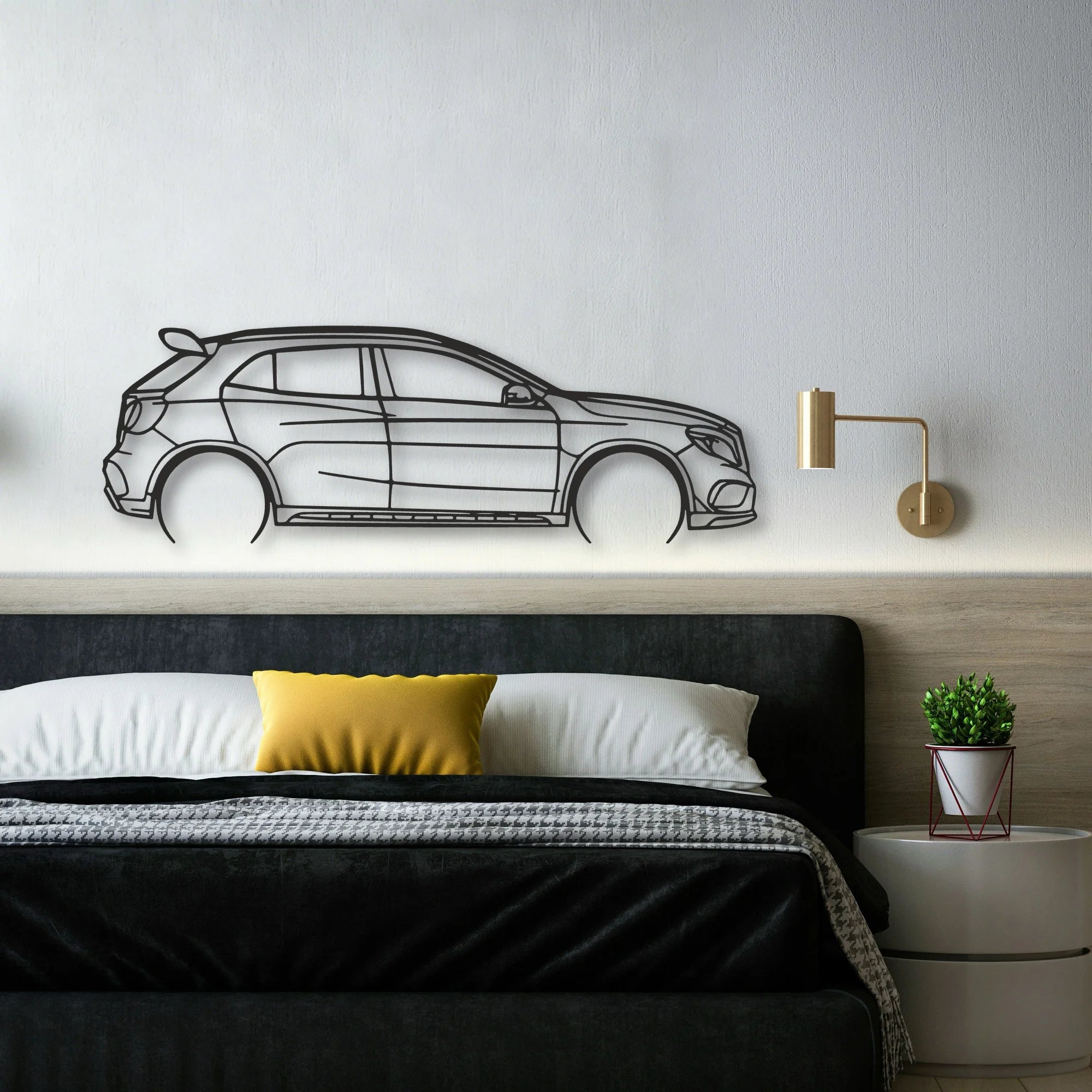 Mercedes Gla 45 Classic Silhouette Metal Wall Art - Automotive Garage Decor