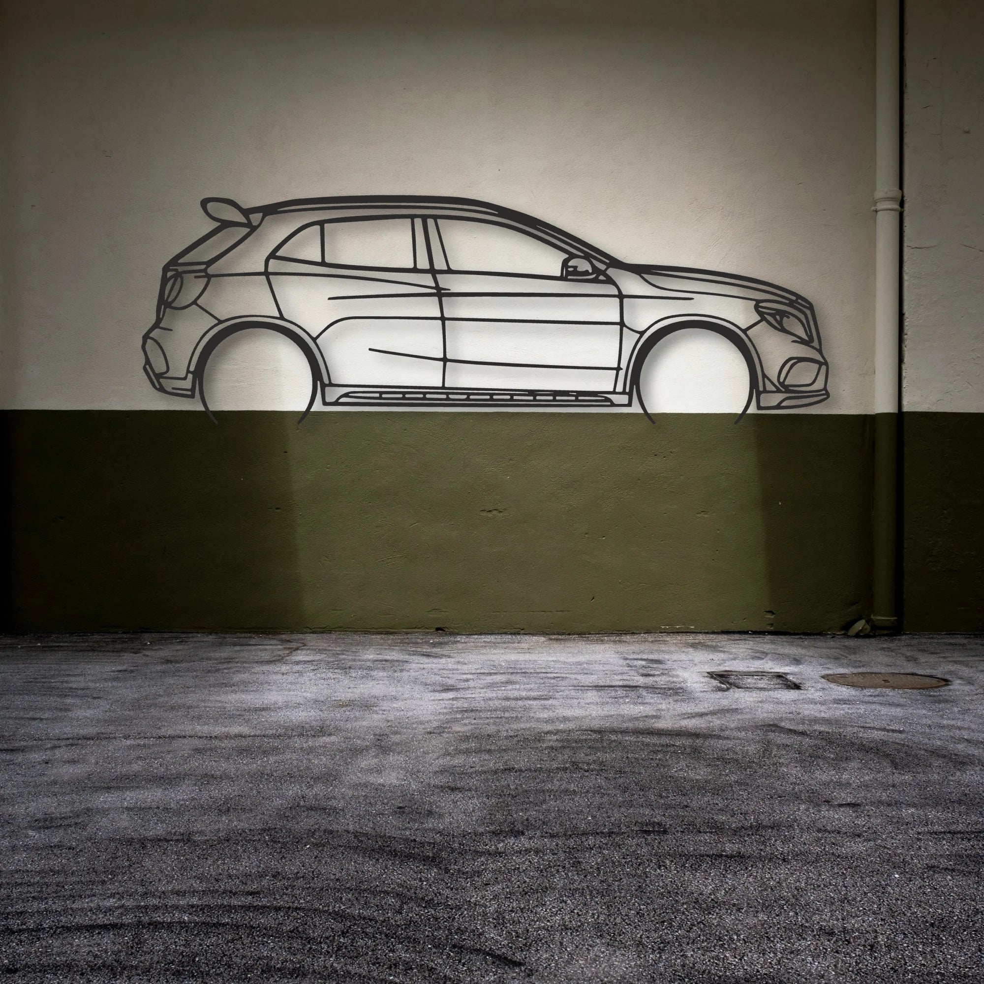 Mercedes Gla 45 Classic Silhouette Metal Wall Art - Automotive Garage Decor
