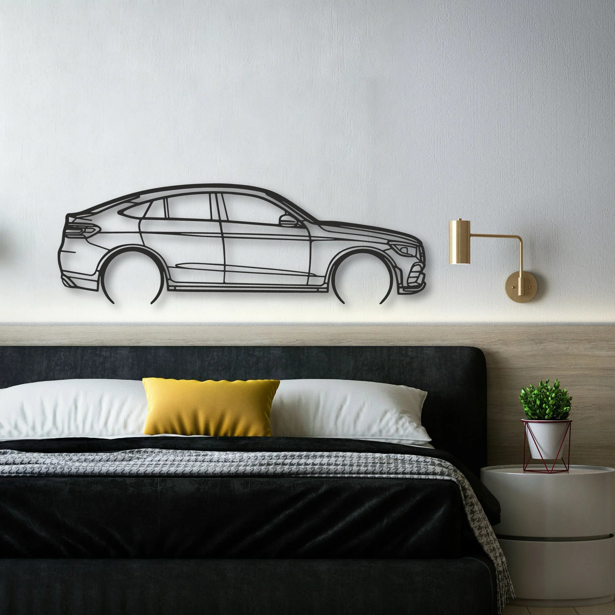 Mercedes Glc Coupe Classic Silhouette Metal Wall Art - Automotive Garage Decor
