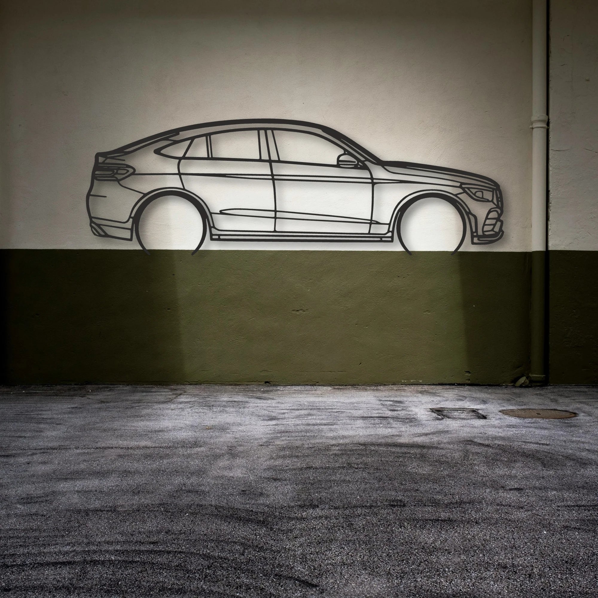Mercedes Glc Coupe Classic Silhouette Metal Wall Art - Automotive Garage Decor