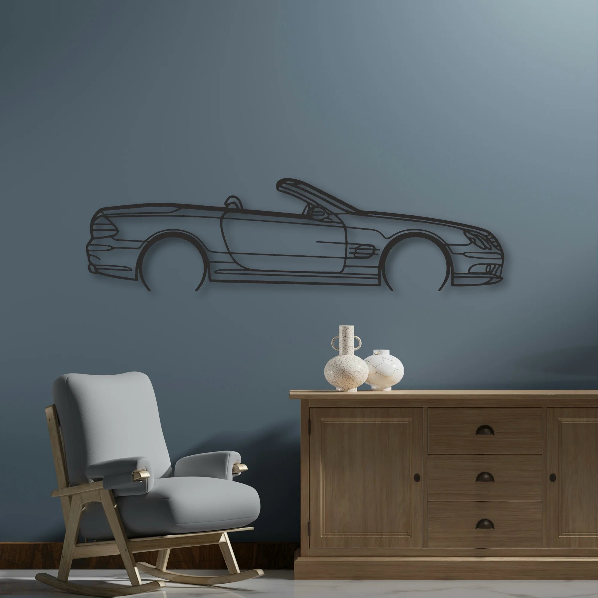 Mercedes SL55 R230 Classic Silhouette Metal Wall Art - Automotive Garage Decor