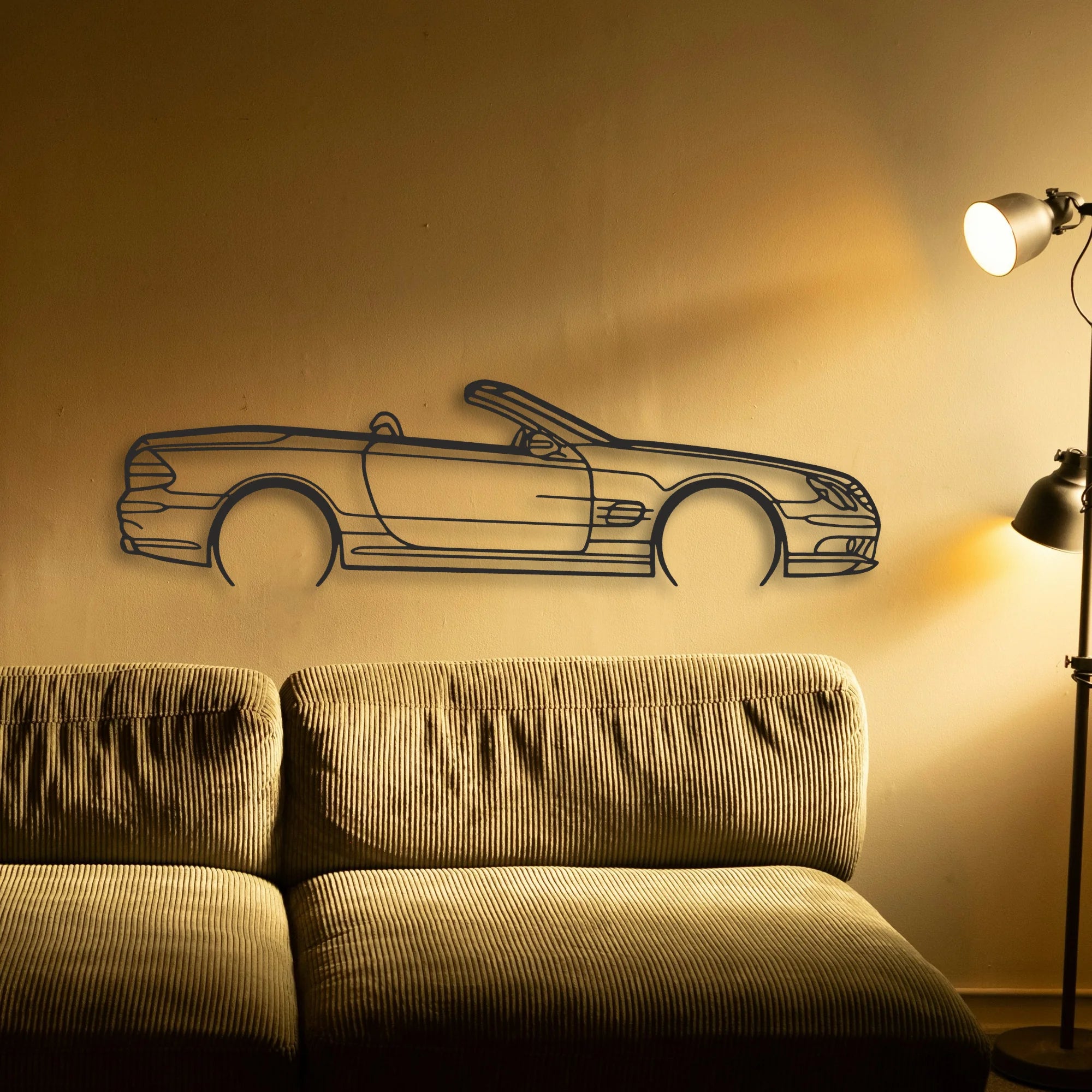 Mercedes SL55 R230 Classic Silhouette Metal Wall Art - Automotive Garage Decor