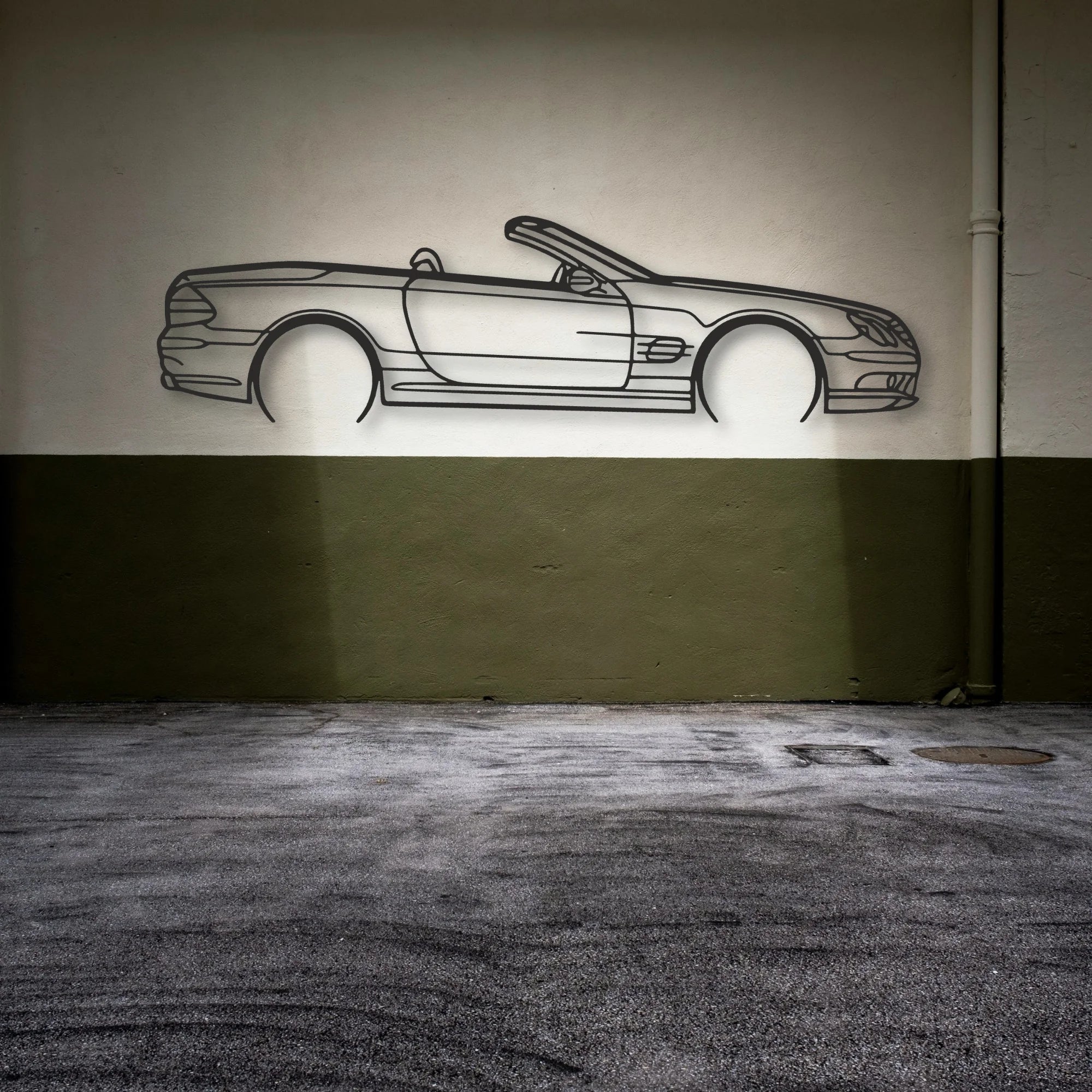 Mercedes SL55 R230 Classic Silhouette Metal Wall Art - Automotive Garage Decor