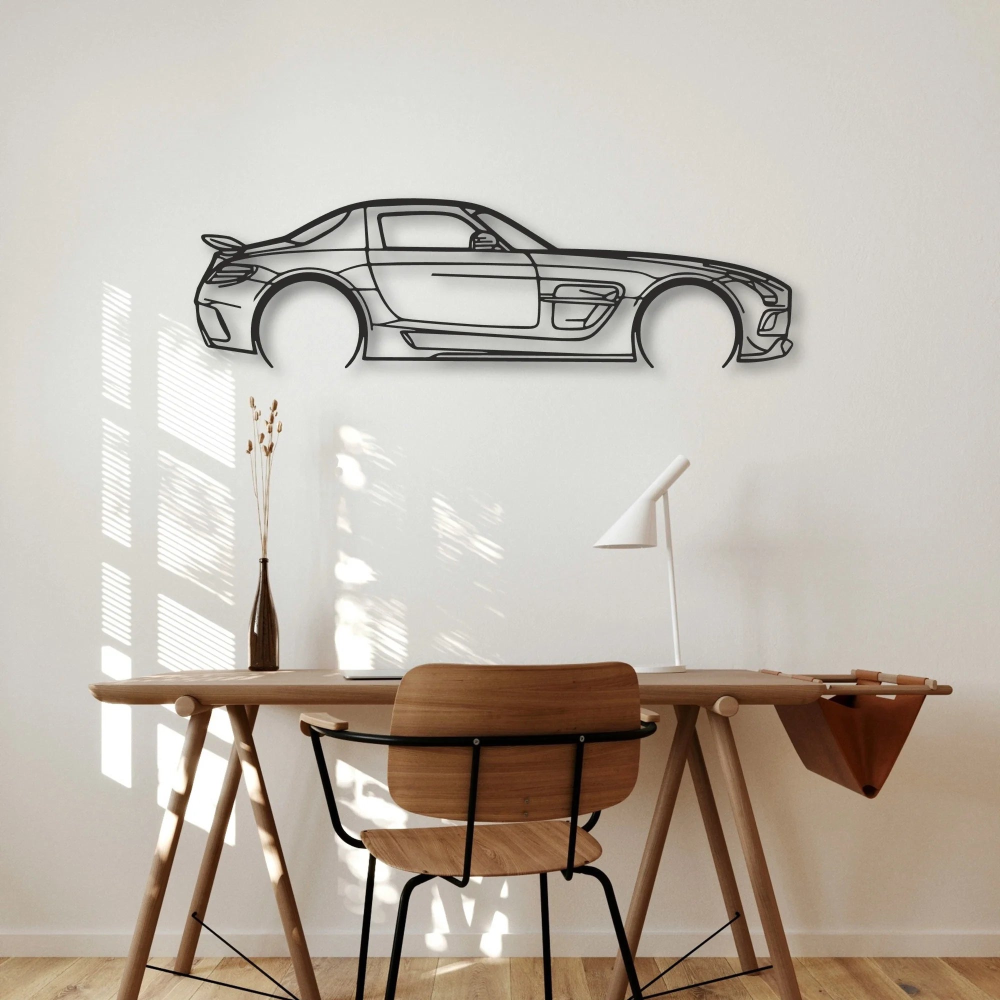 Mercedes SLS AMG Classic Silhouette Metal Wall Art - Automotive Garage Decor