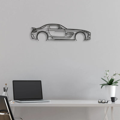 mercedes sls amg Classic Silhouette Metal Wall Art - Automotive Garage Decor
