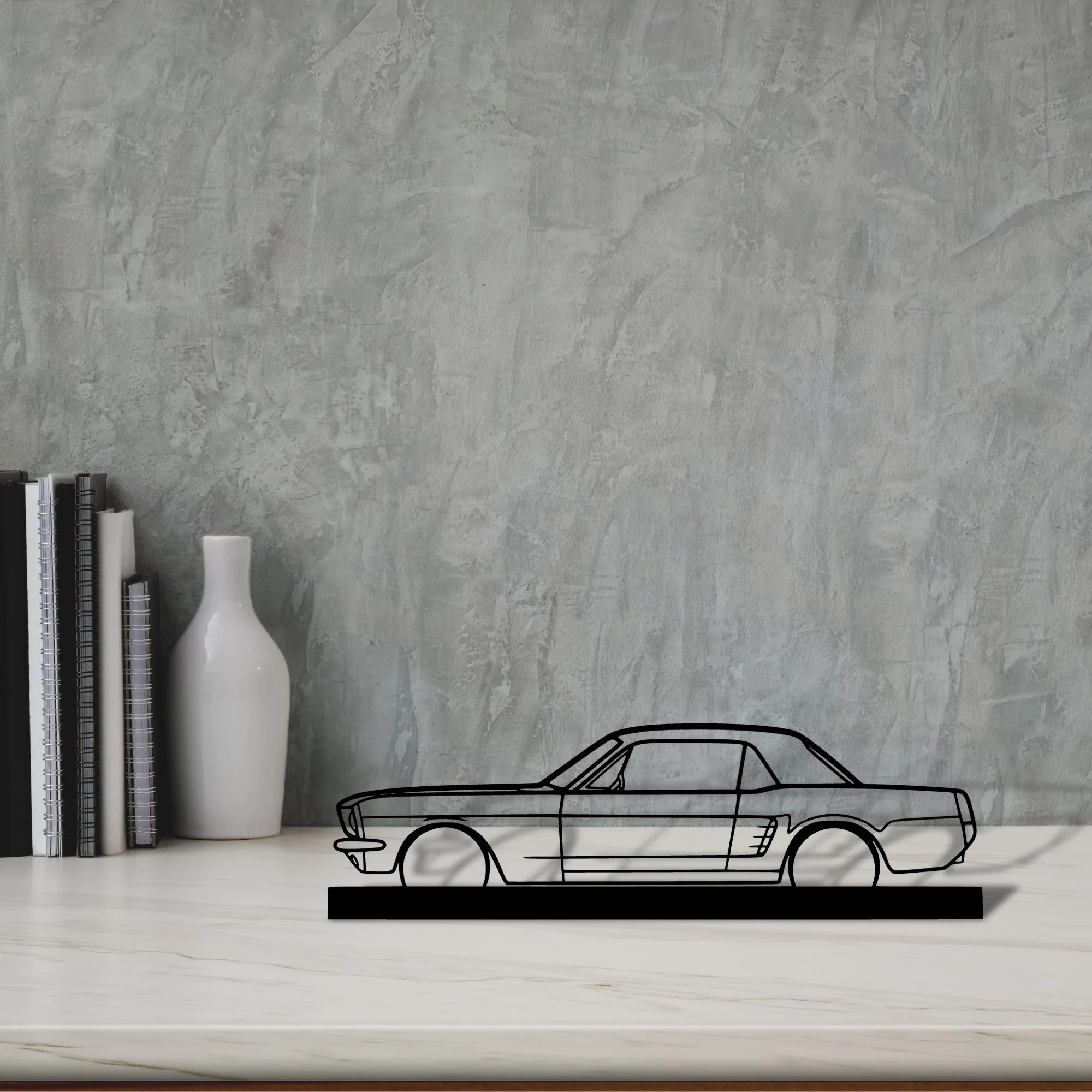mustang-coupe-1966 Silhouette Metal Art Stand - Aero Silhouette