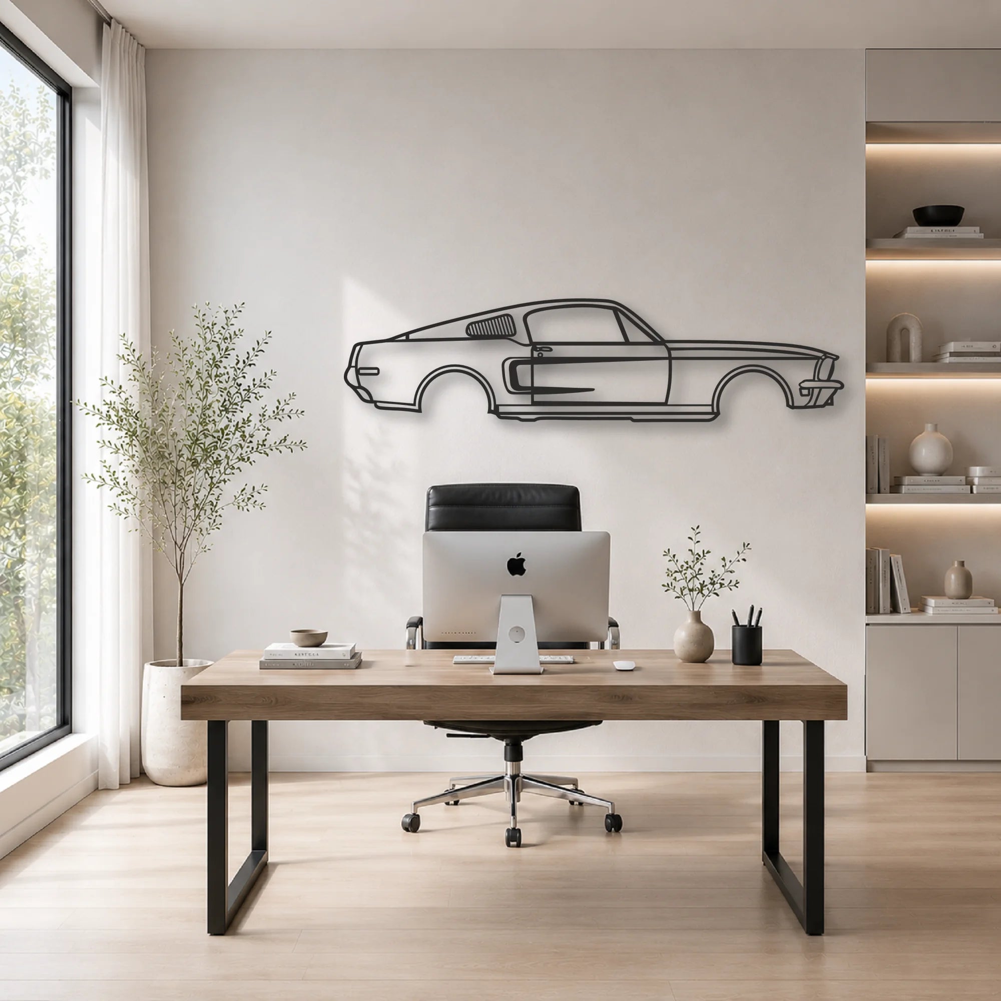 Mustang Classic Silhouette Metal Wall Art - Automotive Garage Decor