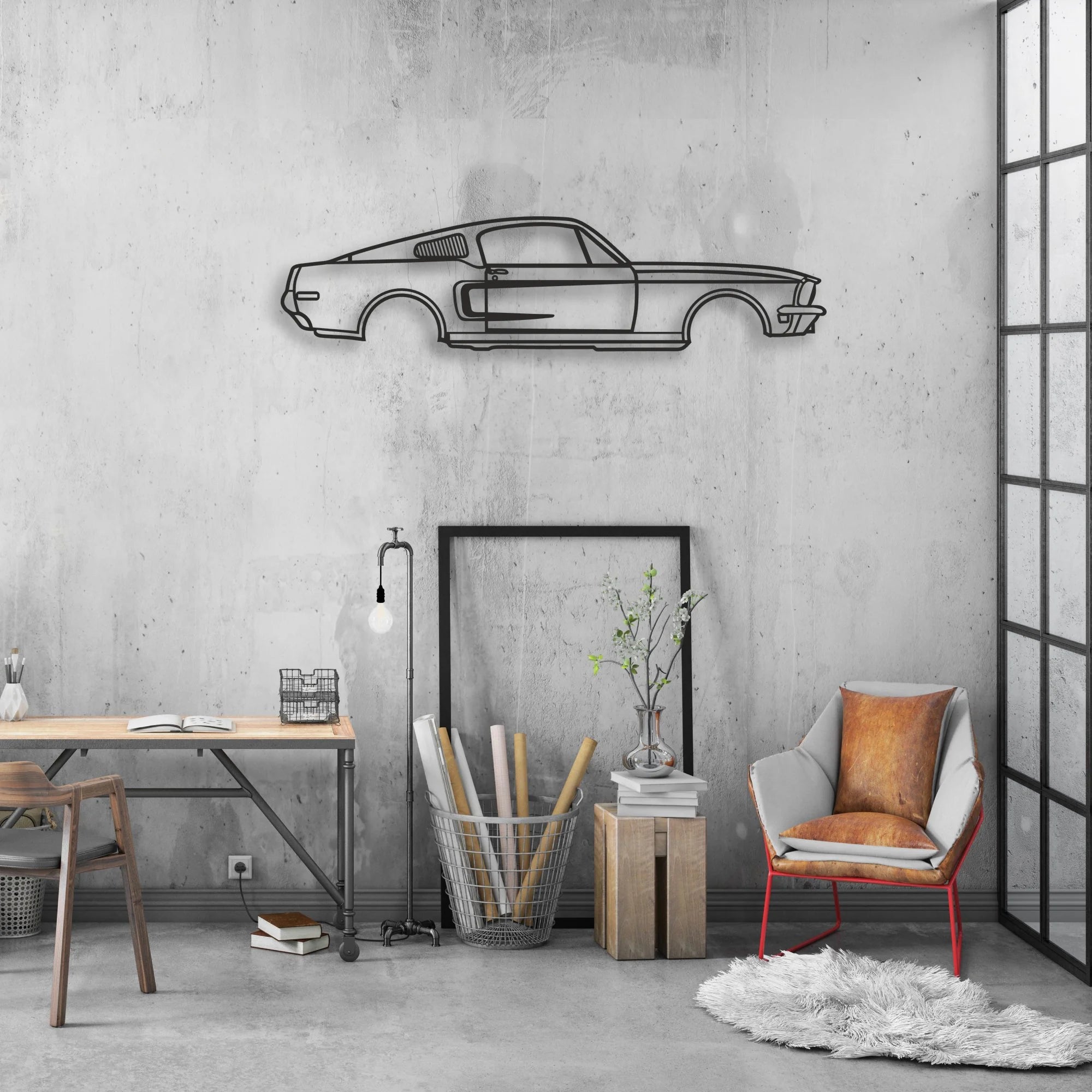 mustang Classic Silhouette Metal Wall Art - Automotive Garage Decor