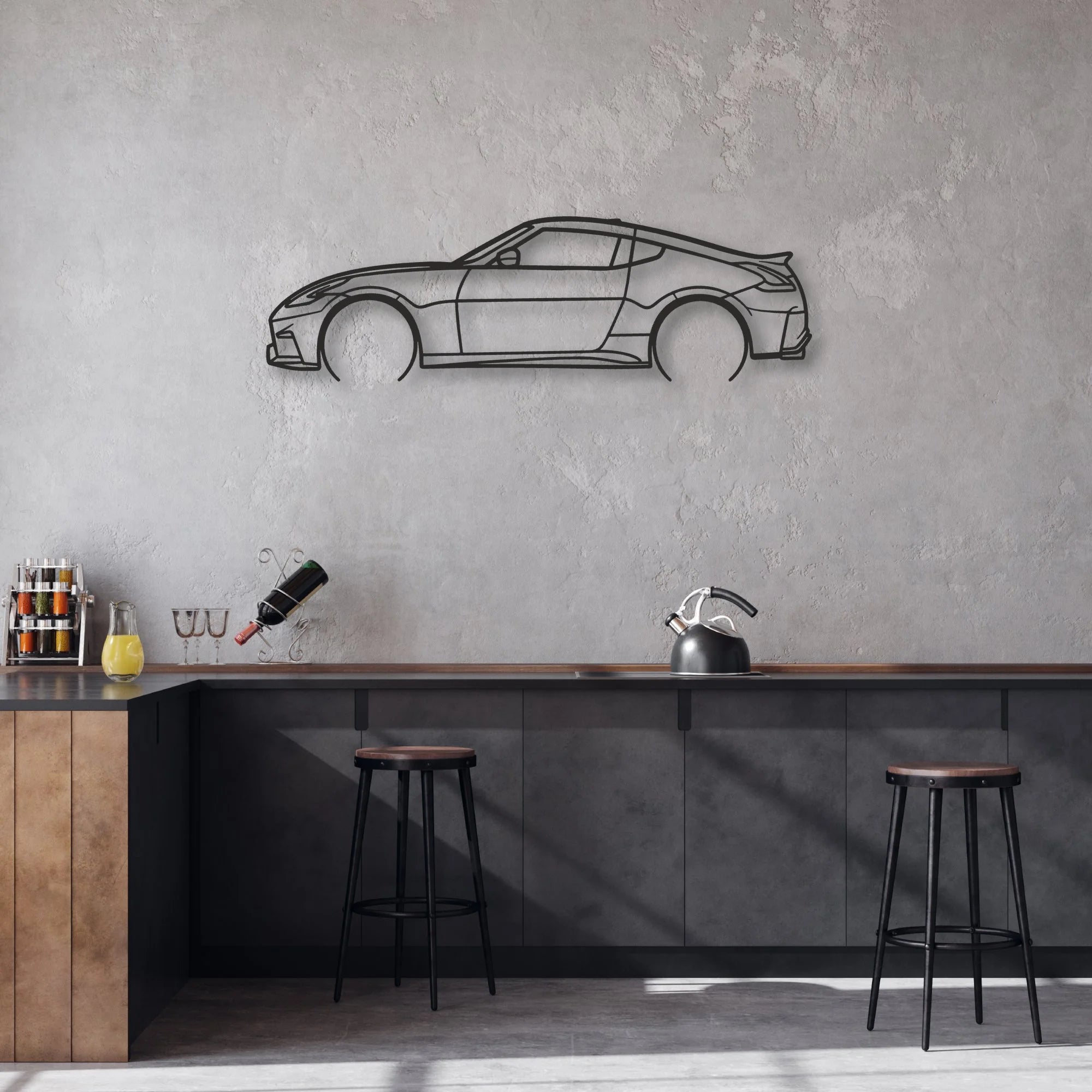 nissan 350z Classic Silhouette Metal Wall Art - Automotive Garage Decor