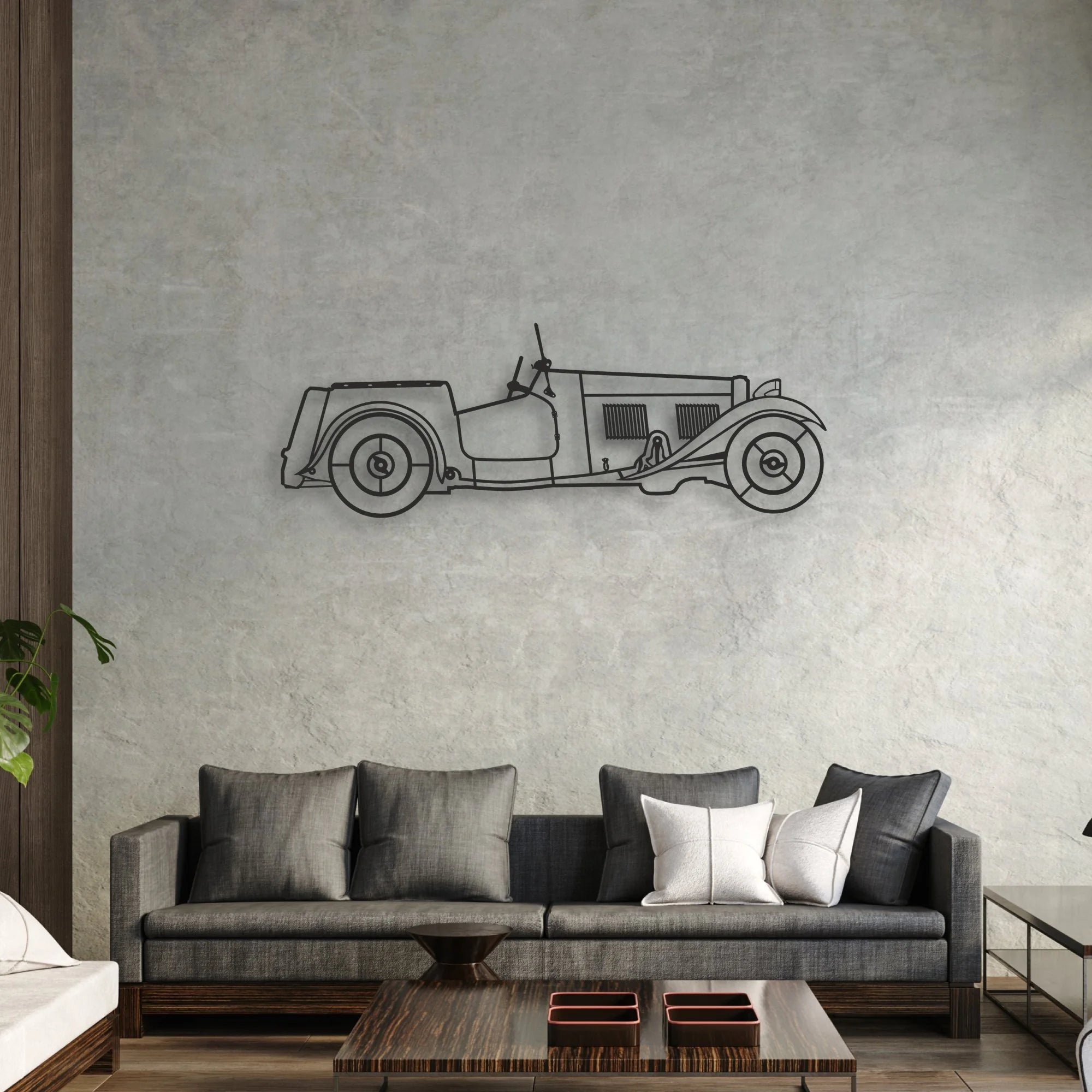 old classic car Classic Silhouette Metal Wall Art - Automotive Garage Decor
