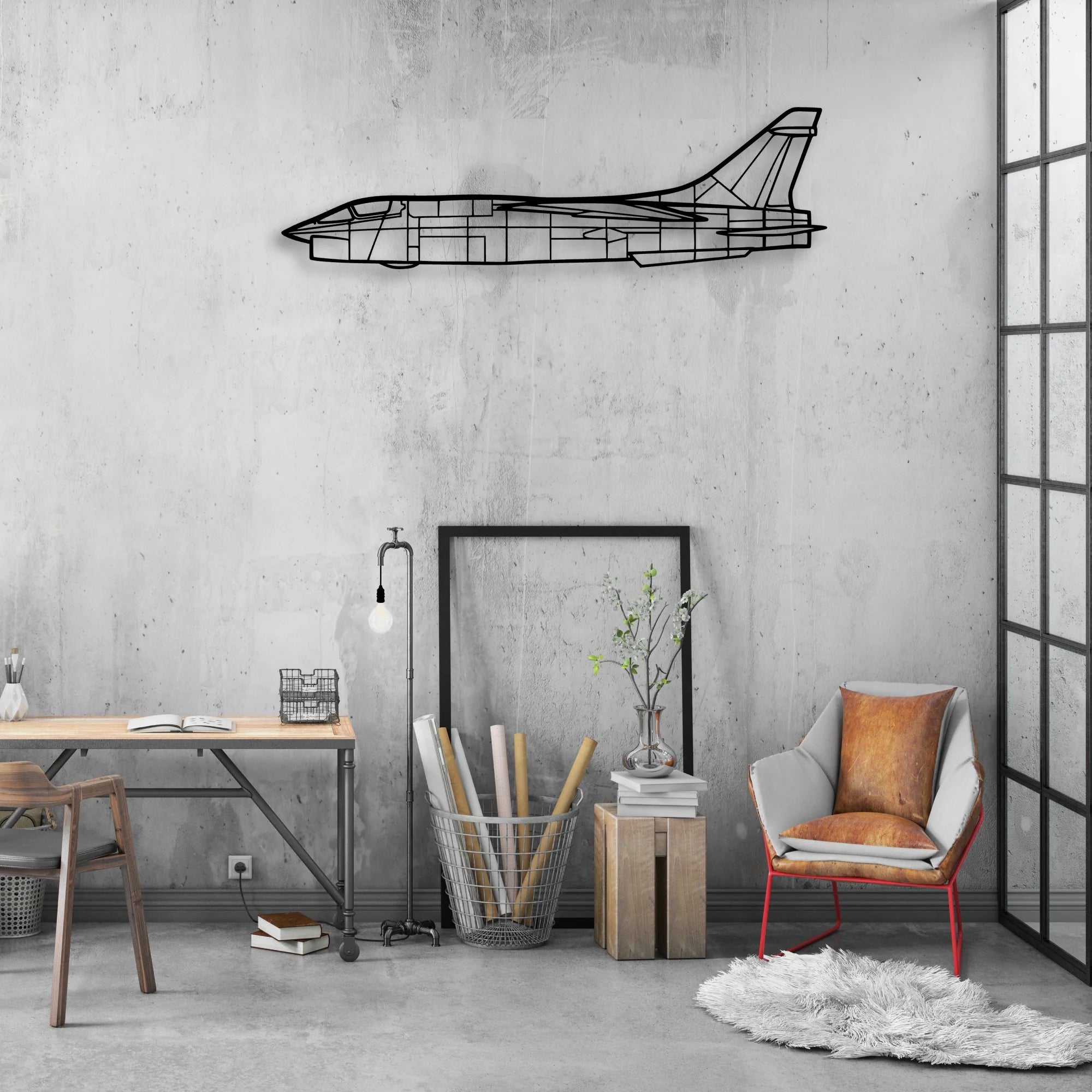 P-47D Classic Aircraft Silhouette Metal Wall Art - Aviation Hangar Decor
