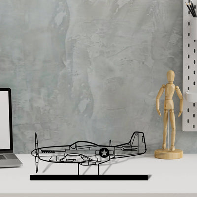 p-51-mustang-4 Silhouette Metal Art Stand - Aero Silhouette