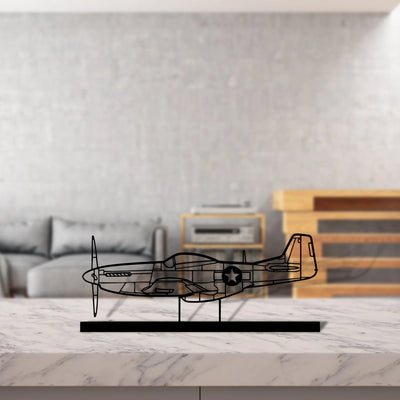 p-51-mustang-4 Silhouette Metal Art Stand - Aero Silhouette