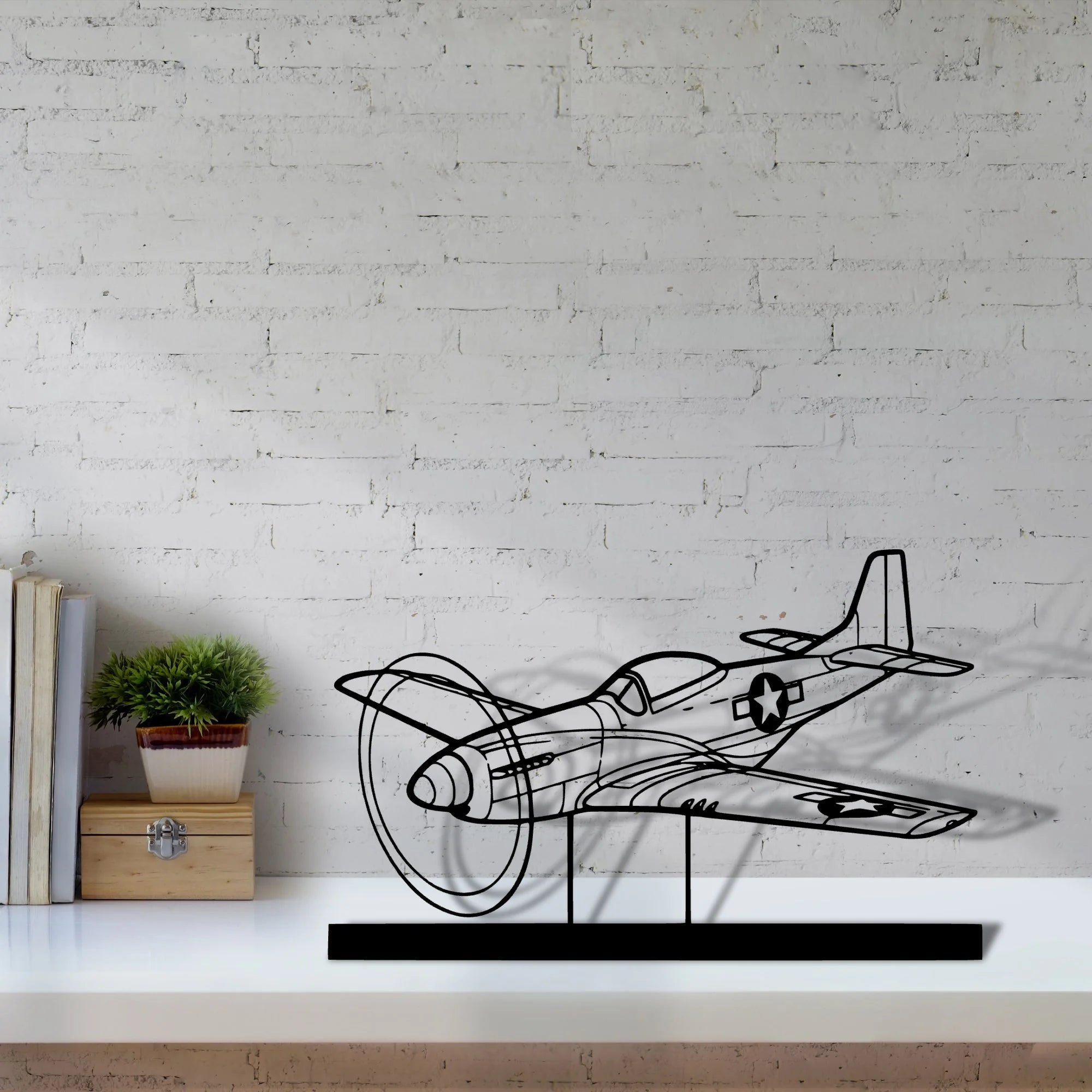 p-51d-mustang Silhouette Metal Art Stand - Aero Silhouette