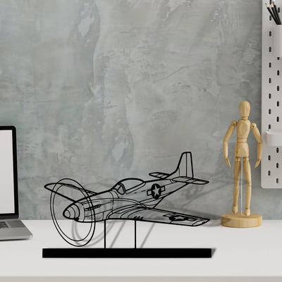 p-51d-mustang Silhouette Metal Art Stand - Aero Silhouette