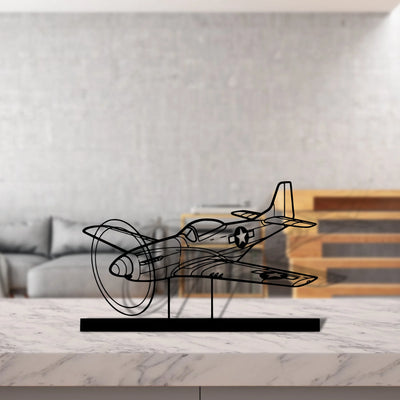 p-51d-mustang Silhouette Metal Art Stand - Aero Silhouette