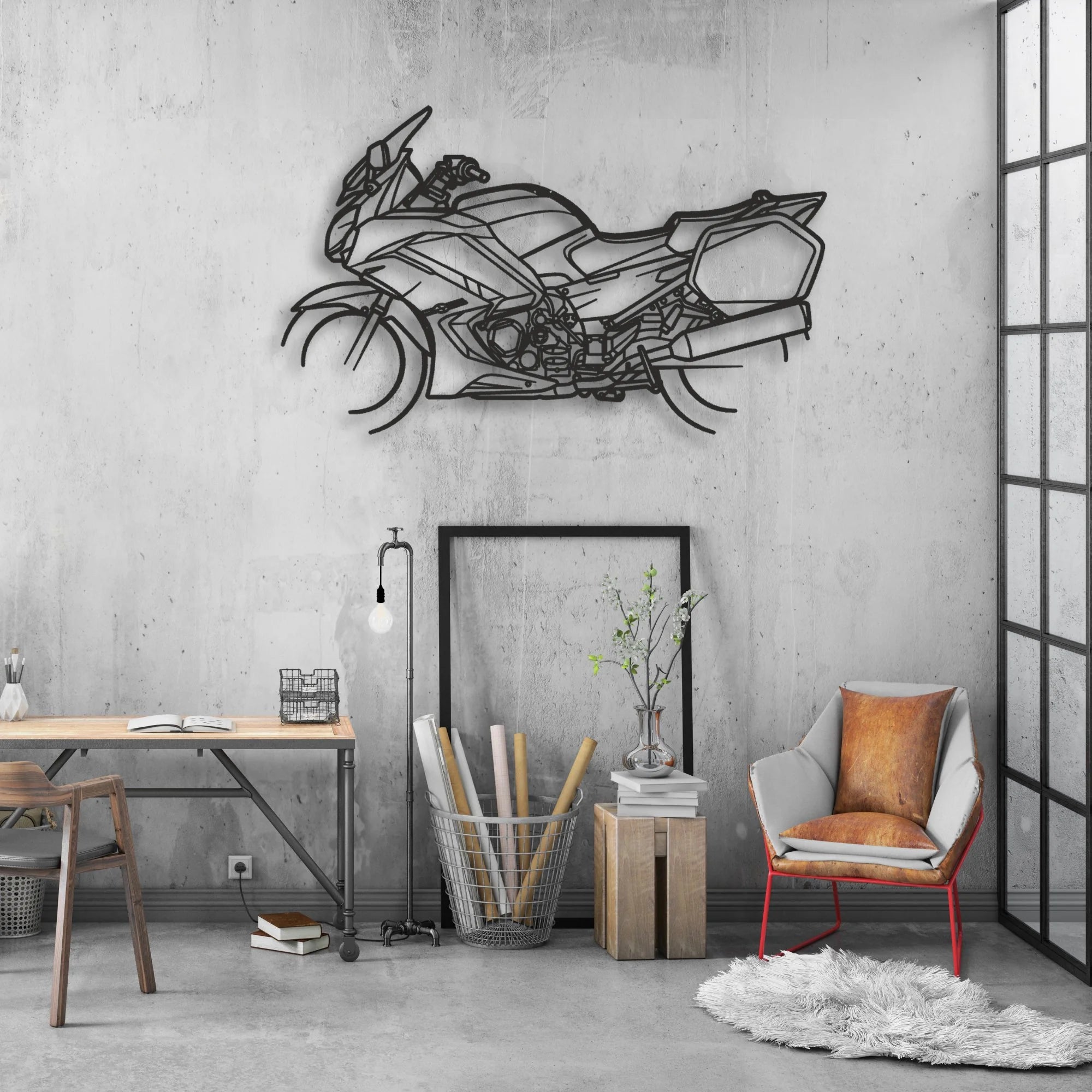 2013 Yamaha FJR1300A Classic Motorcycle Silhouette Metal Wall Art - Moto Garage Decor