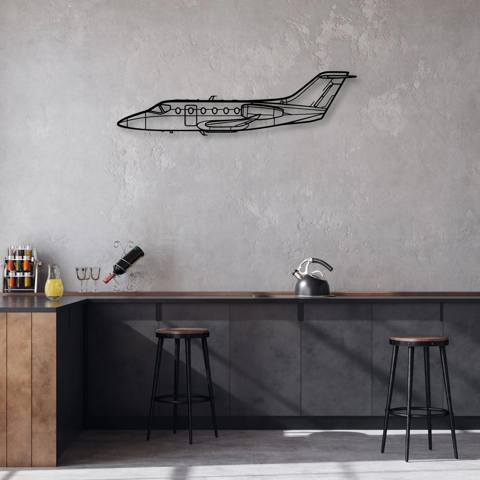 Phenom 300 Classic Aircraft Silhouette Metal Wall Art - Aviation Hangar Decor