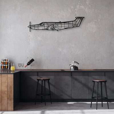 Pilatus PC-12 Classic Aircraft Silhouette Metal Wall Art - Aviation Hangar Decor