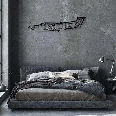 Pilatus PC-12 Classic Aircraft Silhouette Metal Wall Art - Aviation Hangar Decor