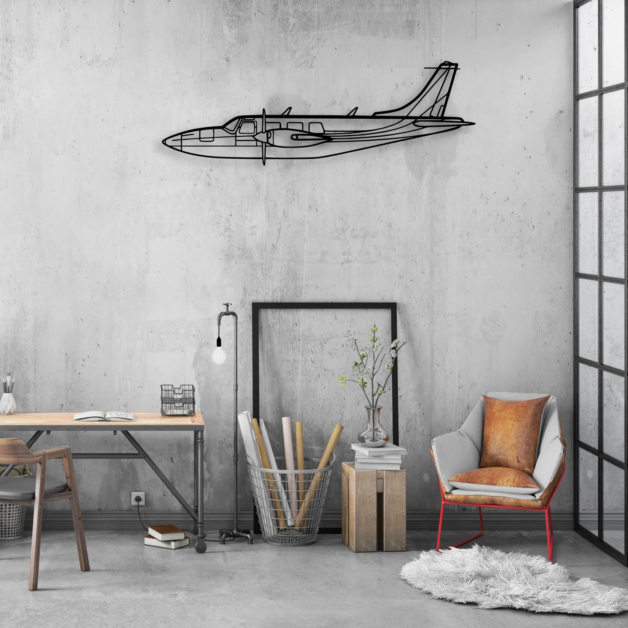 Piper Aerostar 600A Classic Aircraft Silhouette Metal Wall Art - Aviation Hangar Decor