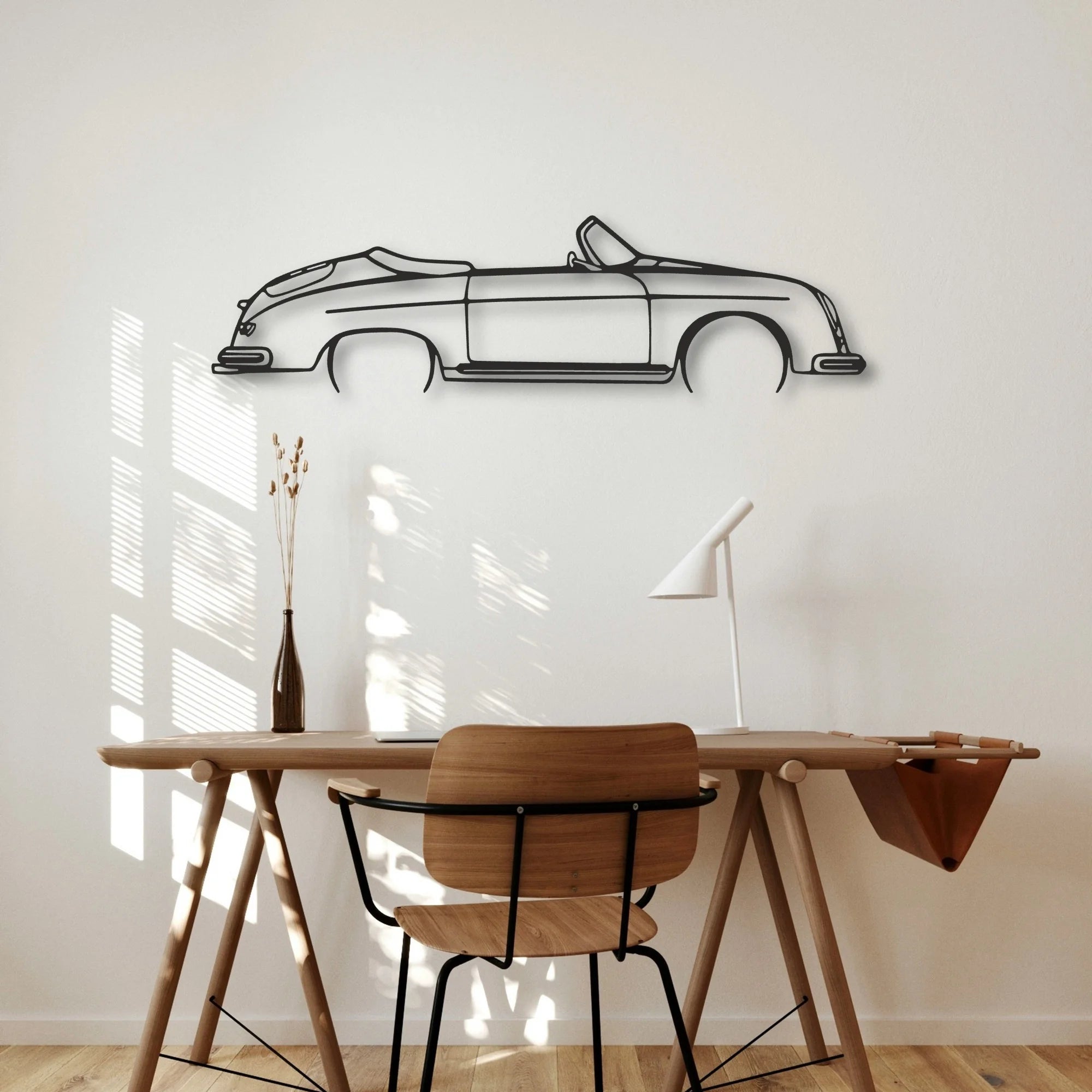 Porsche 356 Speedster Classic Silhouette Metal Wall Art - Automotive Garage Decor