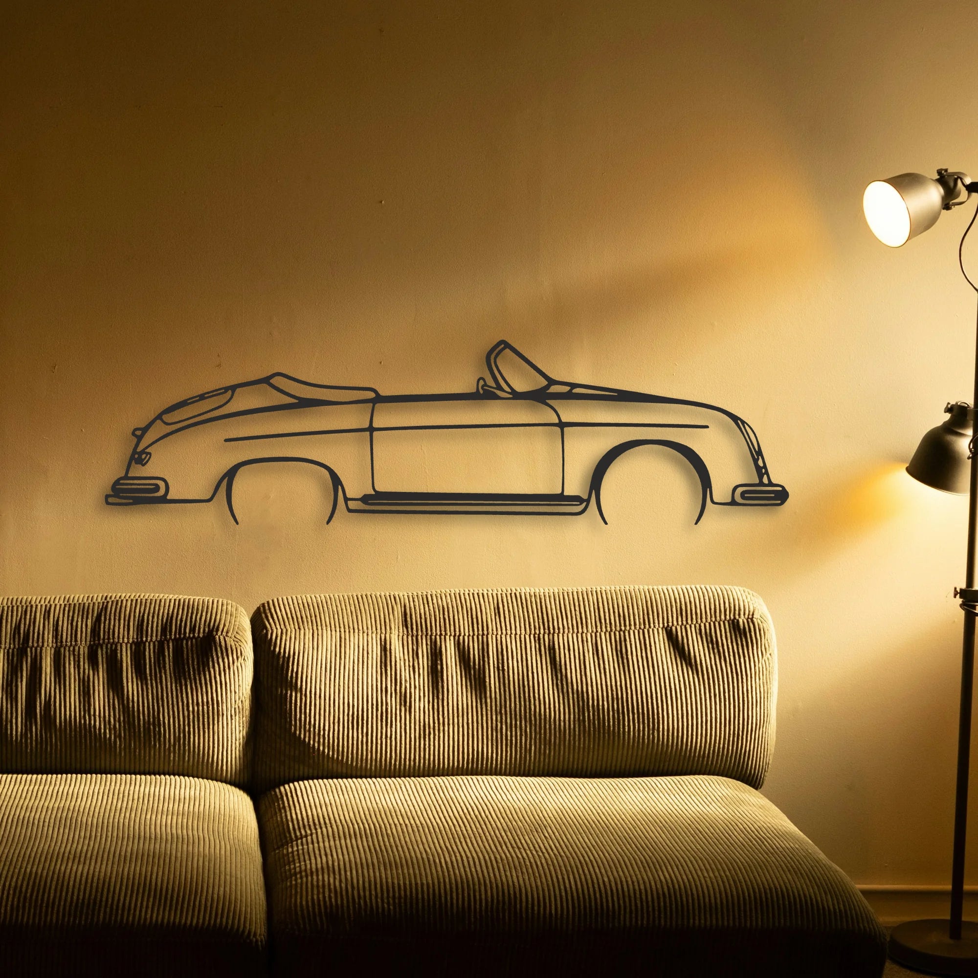 Porsche 356 Speedster Classic Silhouette Metal Wall Art - Automotive Garage Decor