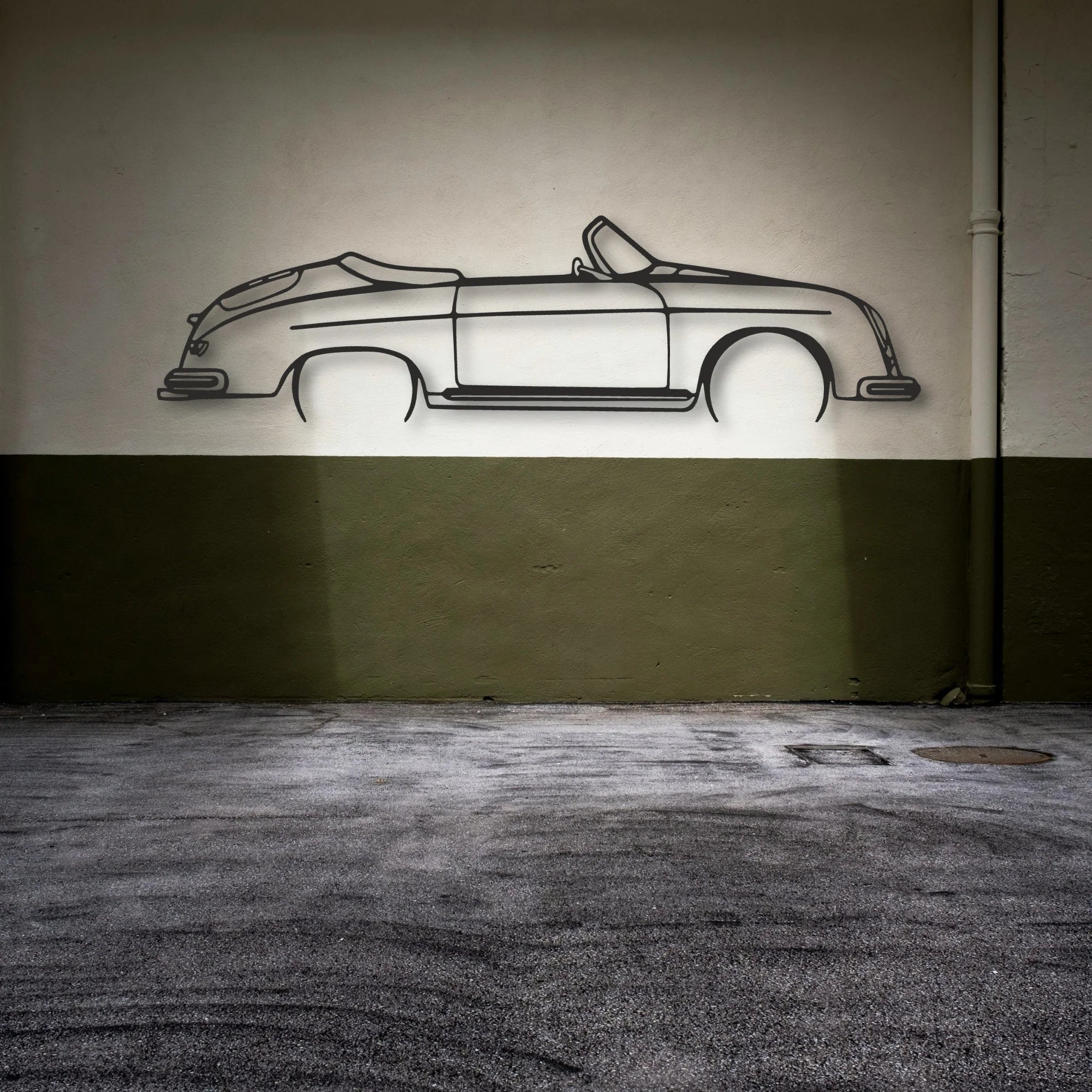 Porsche 356 Speedster Classic Silhouette Metal Wall Art - Automotive Garage Decor