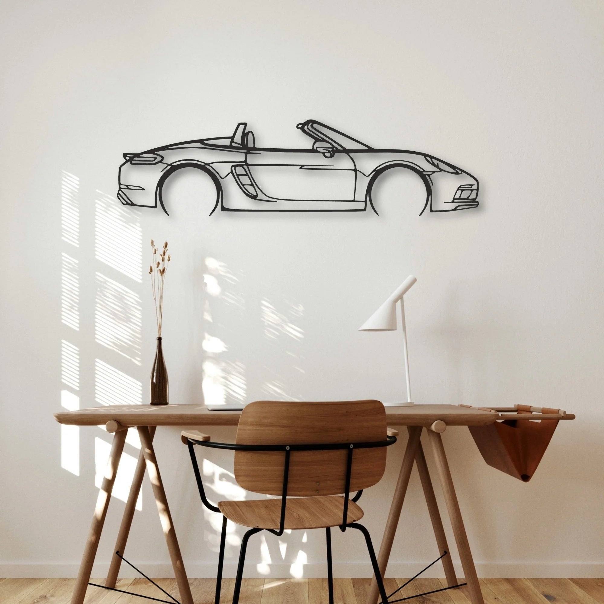Porsche 718 Boxster GTS Classic Silhouette Metal Wall Art - Automotive Garage Decor