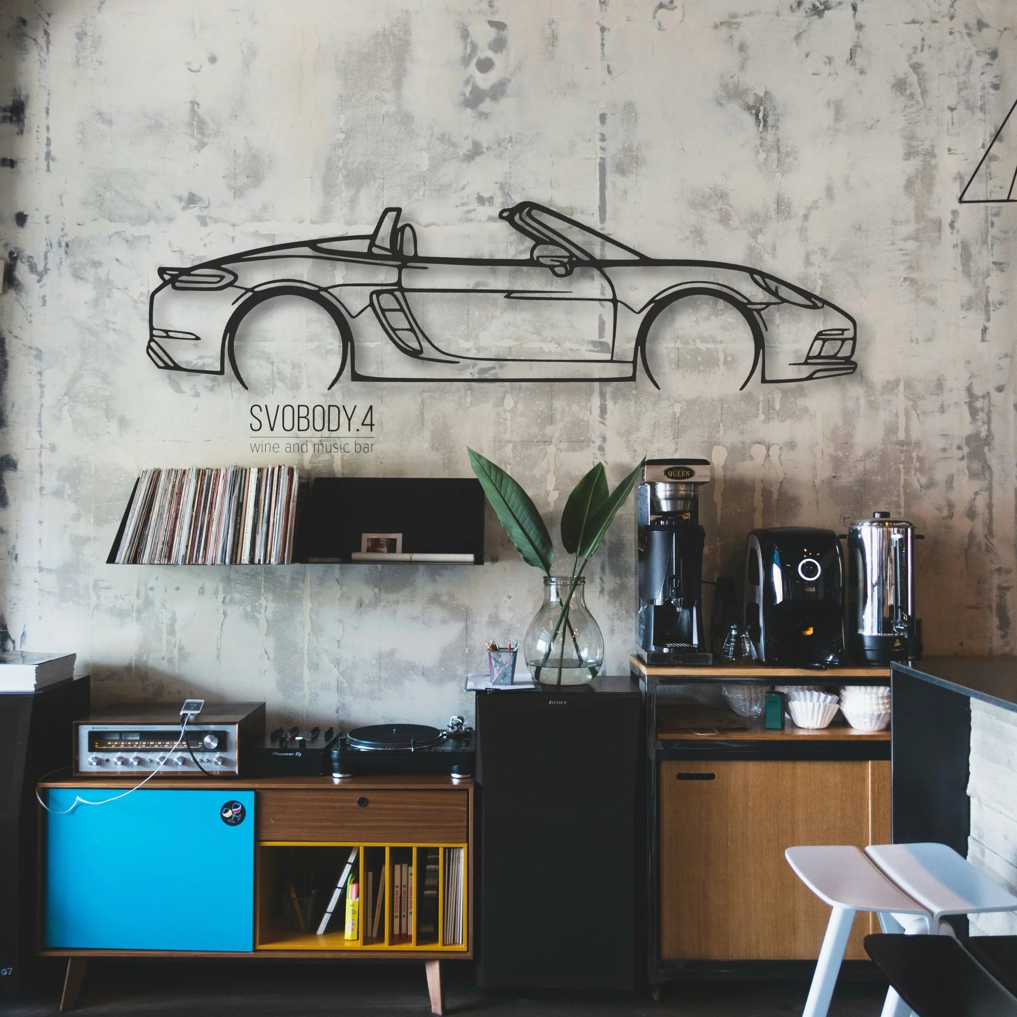 Porsche 718 Boxster GTS Classic Silhouette Metal Wall Art - Automotive Garage Decor